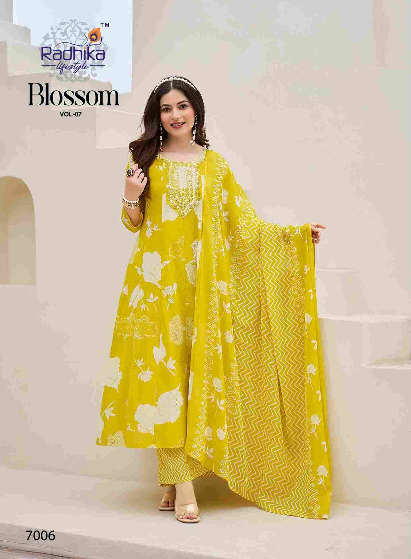 Blossom Vol-7 By Radhika Lifestyle 7001 To 7008 Series Beautiful Festive Suits Colorful Stylish Fancy Casual Wear & Ethnic Wear Cotton Print With Work Dresses At Wholesale Price