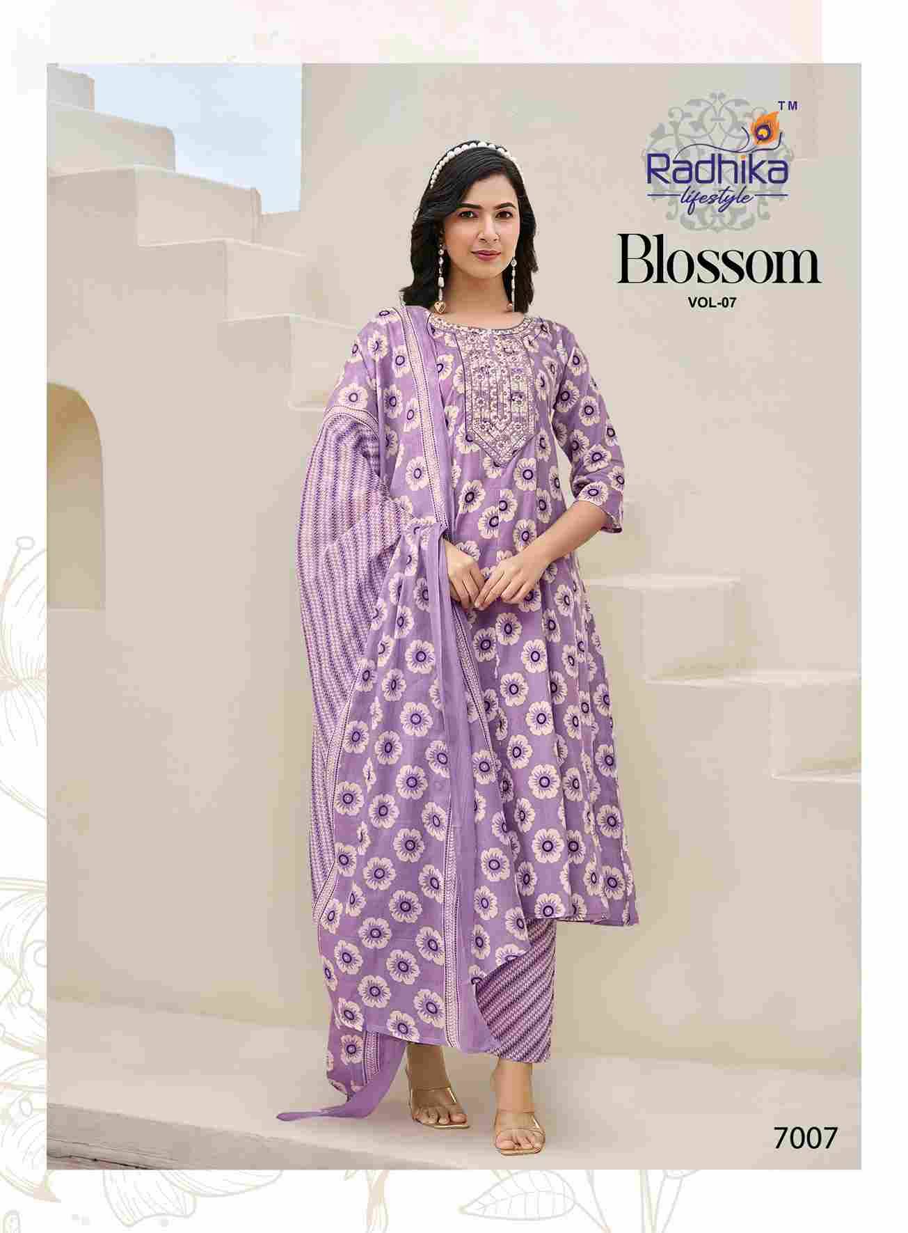 Blossom Vol-7 By Radhika Lifestyle 7001 To 7008 Series Beautiful Festive Suits Colorful Stylish Fancy Casual Wear & Ethnic Wear Cotton Print With Work Dresses At Wholesale Price