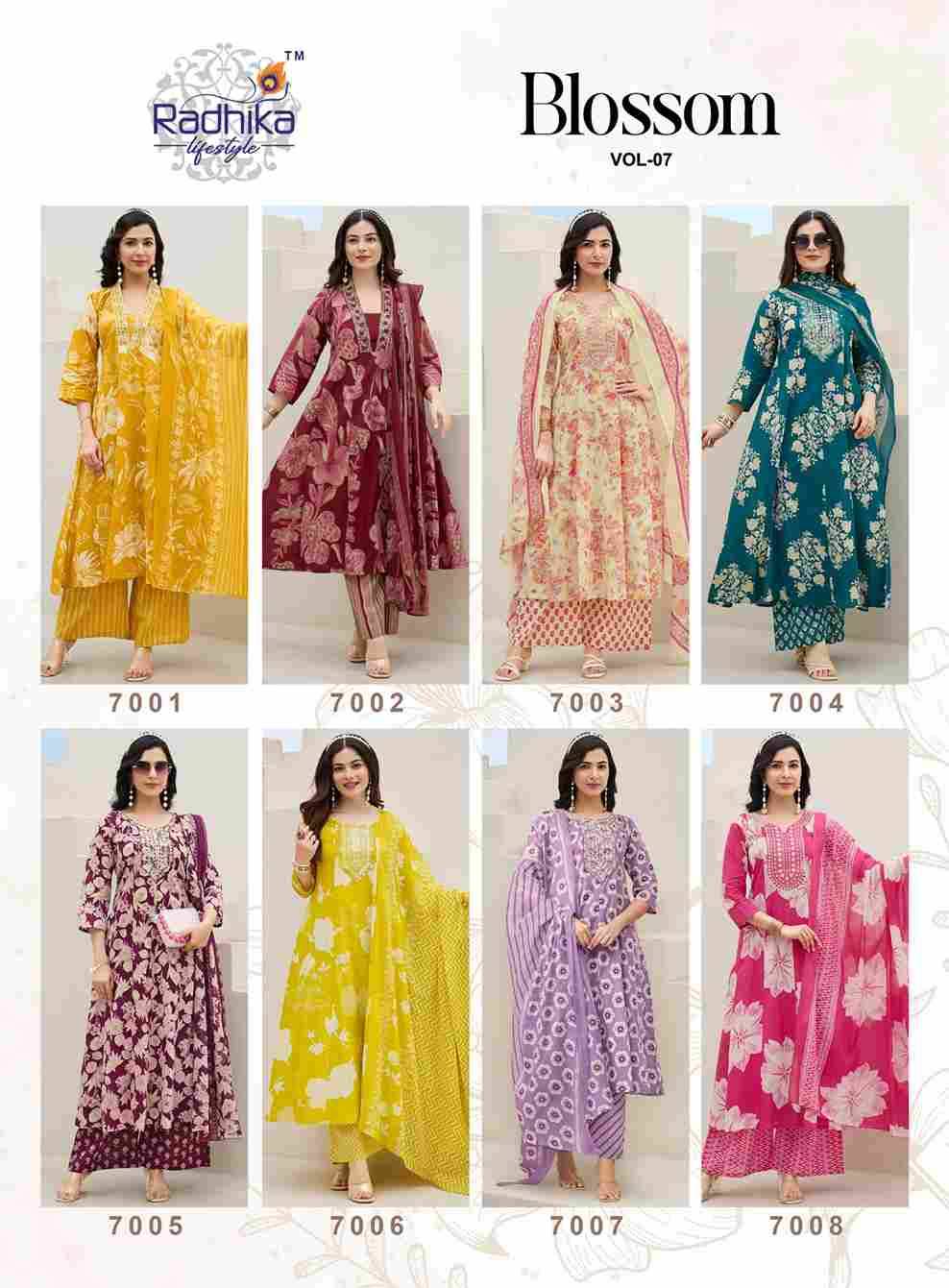 Blossom Vol-7 By Radhika Lifestyle 7001 To 7008 Series Beautiful Festive Suits Colorful Stylish Fancy Casual Wear & Ethnic Wear Cotton Print With Work Dresses At Wholesale Price