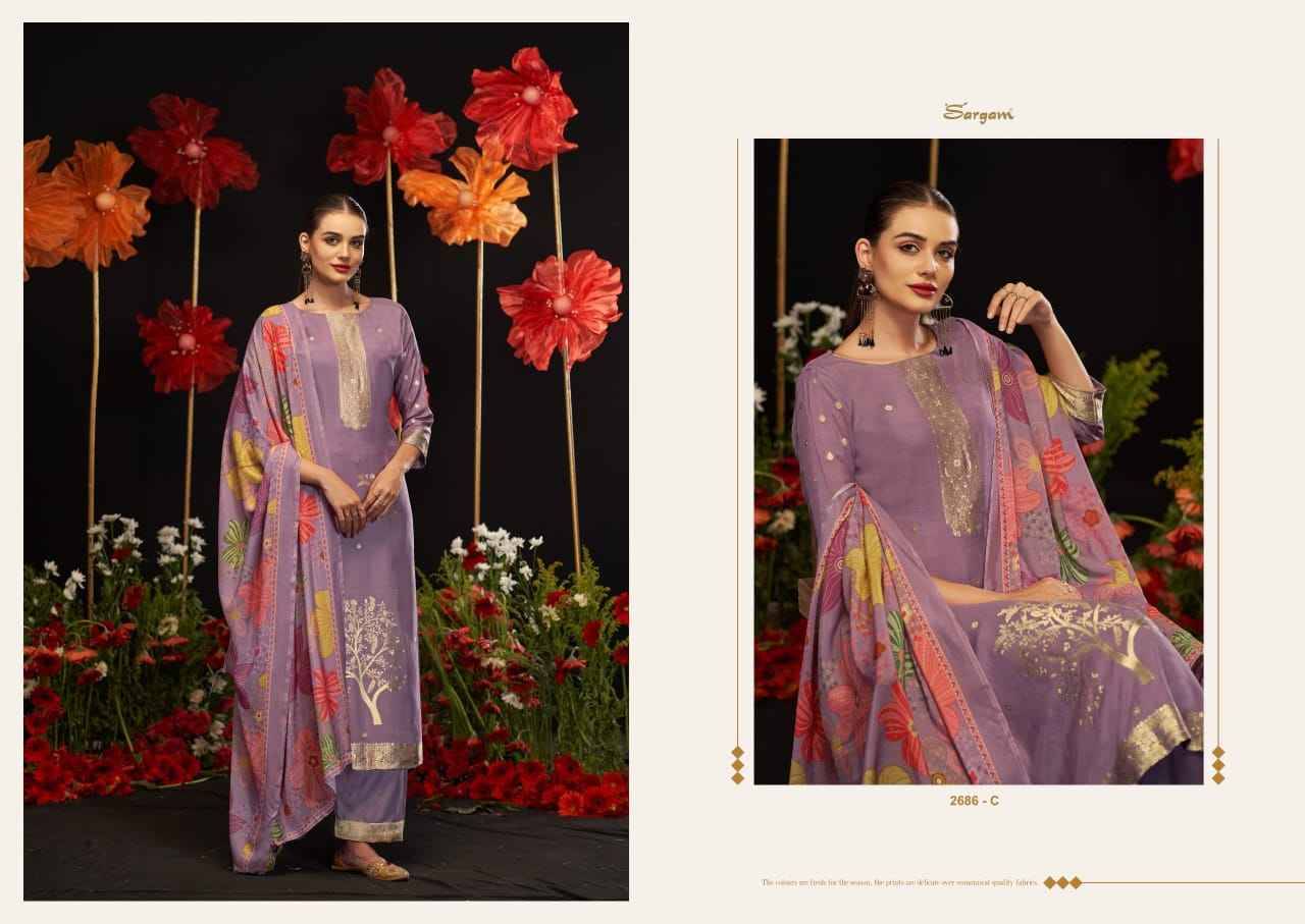 Khushali By Sargam Prints 2686-A To 2686-D Series Beautiful Festive Suits Stylish Fancy Colorful Casual Wear & Ethnic Wear Pure Bemberg Muslin Jacquard Print Dresses At Wholesale Price