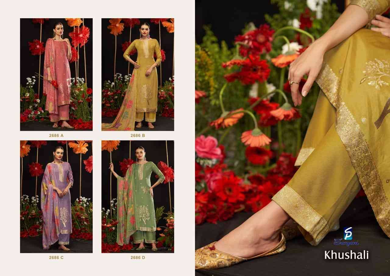 Khushali By Sargam Prints 2686-A To 2686-D Series Beautiful Festive Suits Stylish Fancy Colorful Casual Wear & Ethnic Wear Pure Bemberg Muslin Jacquard Print Dresses At Wholesale Price