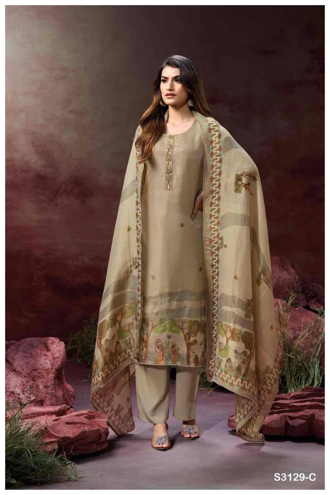 Aynslie-3129 By Ganga Fashion 3129-A To 3129-D Series Beautiful Festive Suits Colorful Stylish Fancy Casual Wear & Ethnic Wear Pure Bemberg Silk Dresses At Wholesale Price