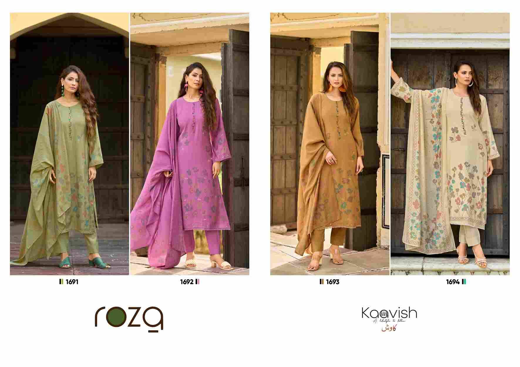 Roza By Kaavish 1691 To 1694 Series Beautiful Festive Suits Colorful Stylish Fancy Casual Wear & Ethnic Wear Pure Muslin Silk Dresses At Wholesale Price