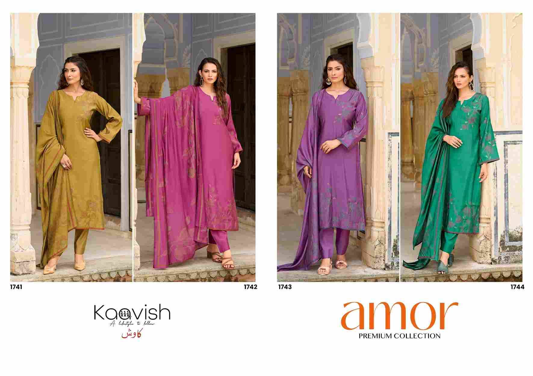 Amor By Kaavish 1741 To 1744 Series Beautiful Festive Suits Colorful Stylish Fancy Casual Wear & Ethnic Wear Pure Muslin Silk Dresses At Wholesale Price
