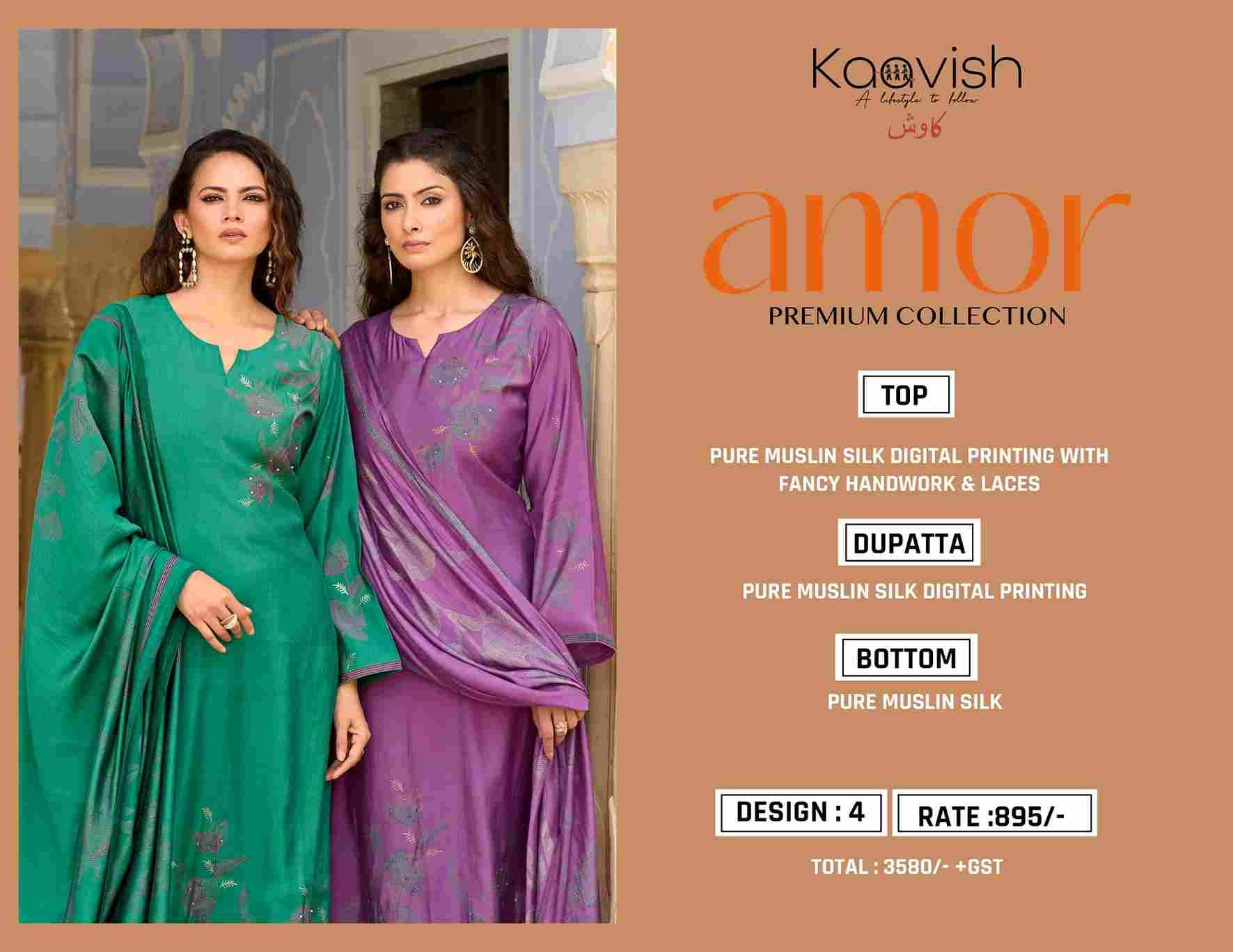 Amor By Kaavish 1741 To 1744 Series Beautiful Festive Suits Colorful Stylish Fancy Casual Wear & Ethnic Wear Pure Muslin Silk Dresses At Wholesale Price