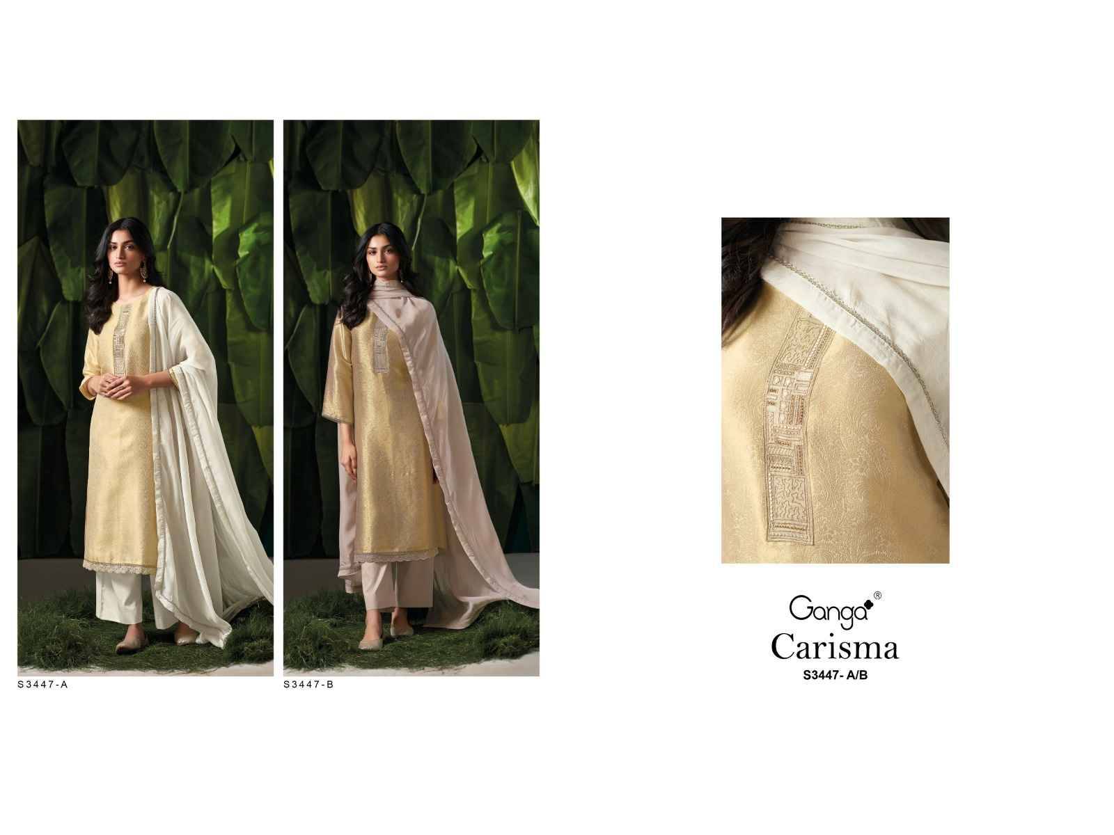 Carisma-3447 By Ganga Fashion 3447-A To 3447-B Series Beautiful Festive Suits Colorful Stylish Fancy Casual Wear & Ethnic Wear Pure Bemberg Silk Dresses At Wholesale Price