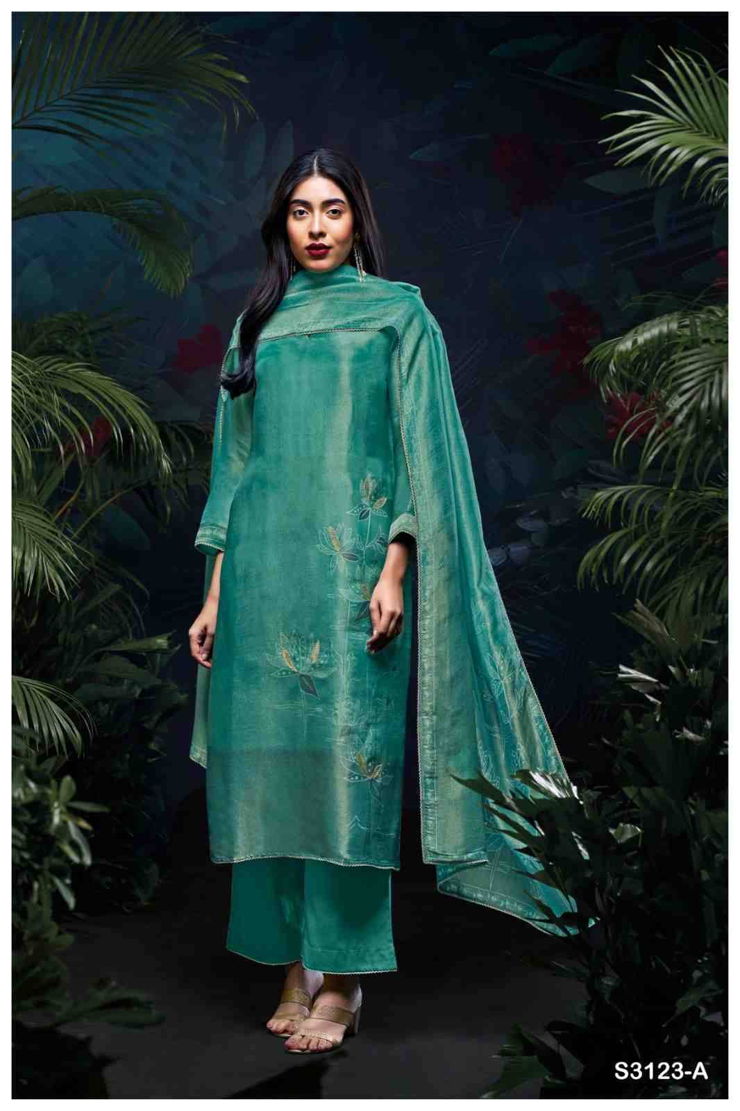 Urshita-3123 By Ganga Fashion 3123-A To 3123-D Series Beautiful Festive Suits Colorful Stylish Fancy Casual Wear & Ethnic Wear Pure Bemberg Silk Dresses At Wholesale Price