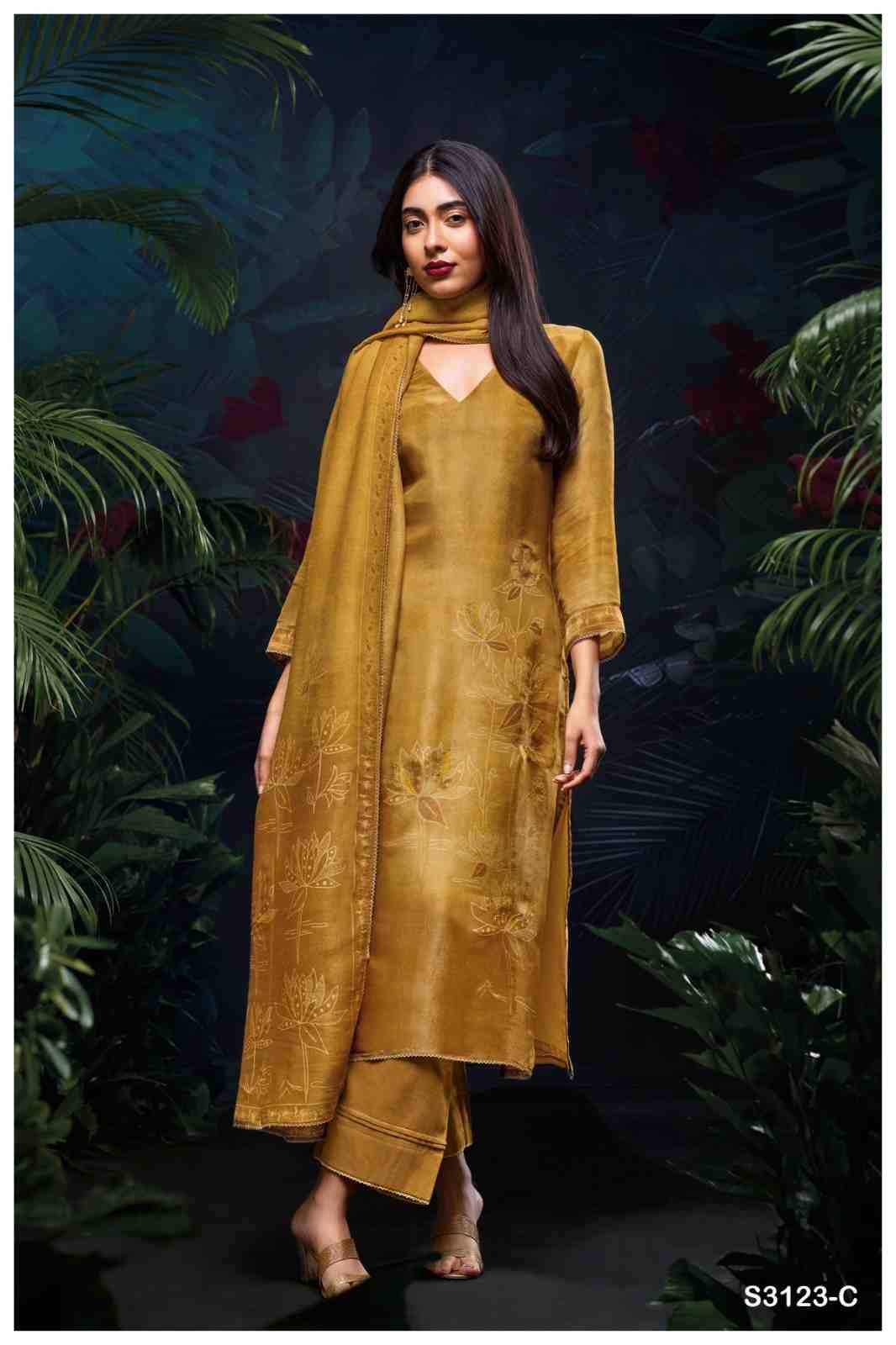 Urshita-3123 By Ganga Fashion 3123-A To 3123-D Series Beautiful Festive Suits Colorful Stylish Fancy Casual Wear & Ethnic Wear Pure Bemberg Silk Dresses At Wholesale Price