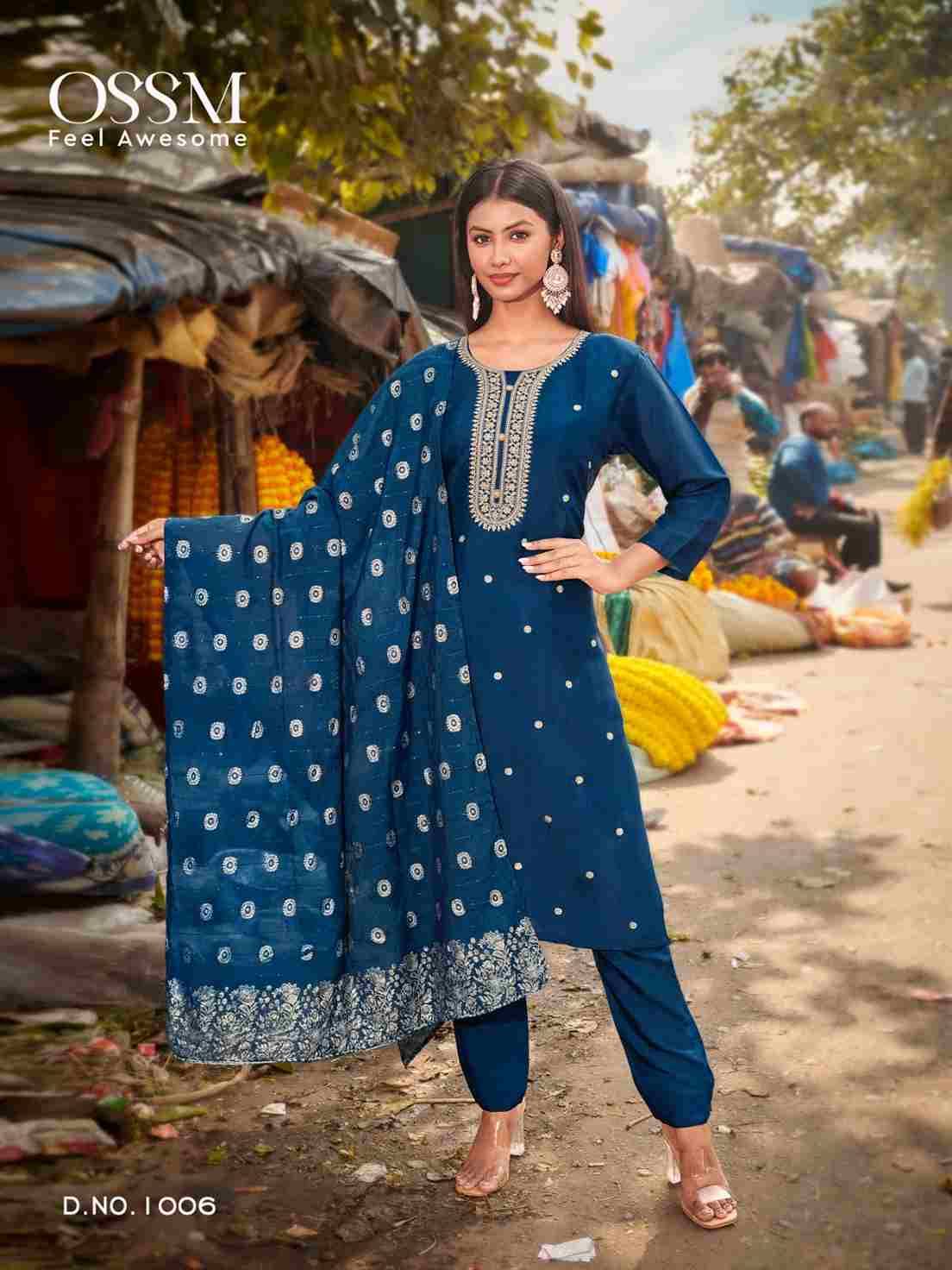 Meera By Ossm 1001 To 1006 Series Beautiful Stylish Festive Suits Fancy Colorful Casual Wear & Ethnic Wear & Ready To Wear Pure Viscose Russian Silk Dresses At Wholesale Price