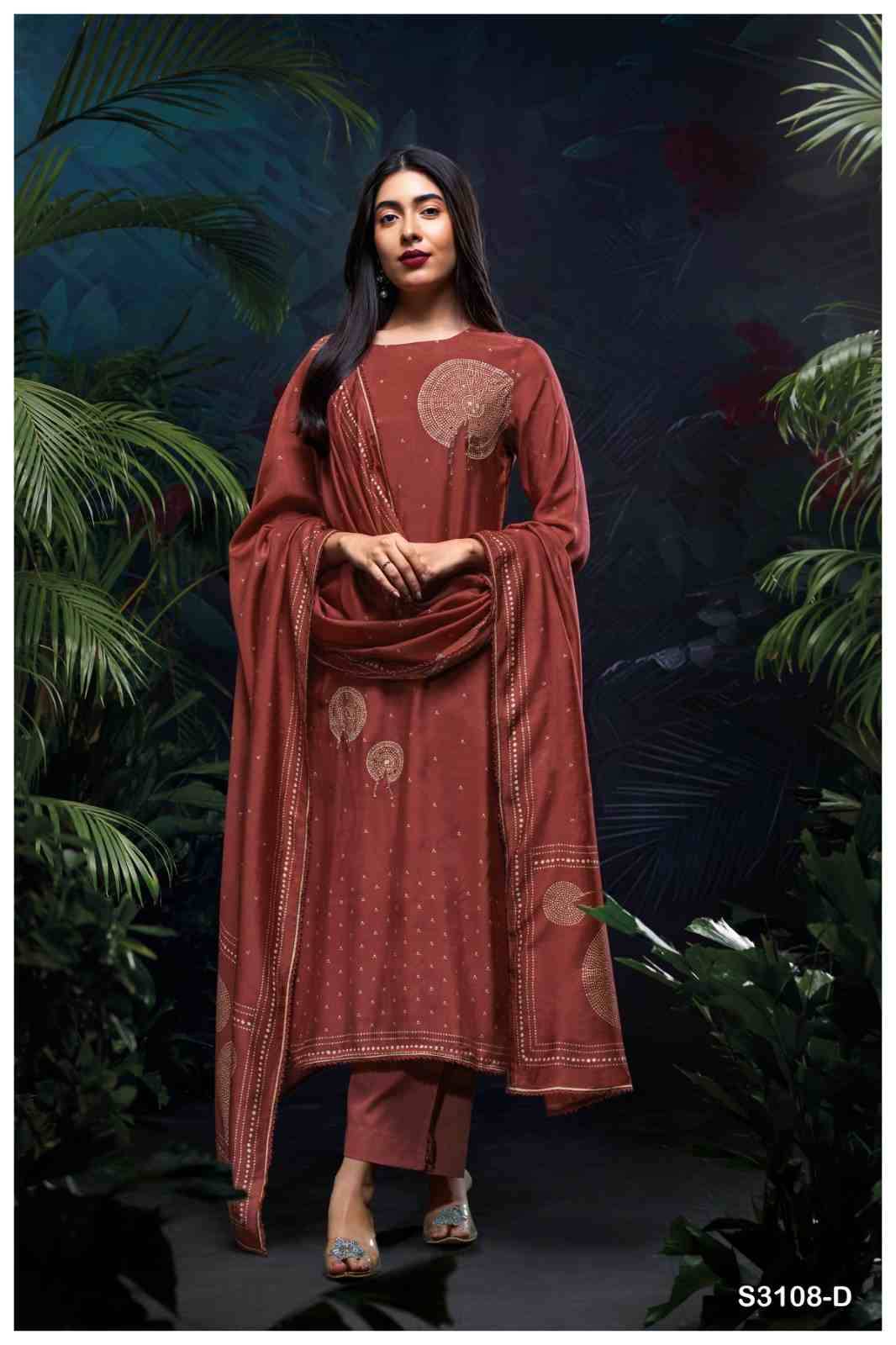 Yuktha-3108 By Ganga Fashion 3108-A To 3108-D Series Beautiful Festive Suits Colorful Stylish Fancy Casual Wear & Ethnic Wear Pure Bemberg Silk Dresses At Wholesale Price