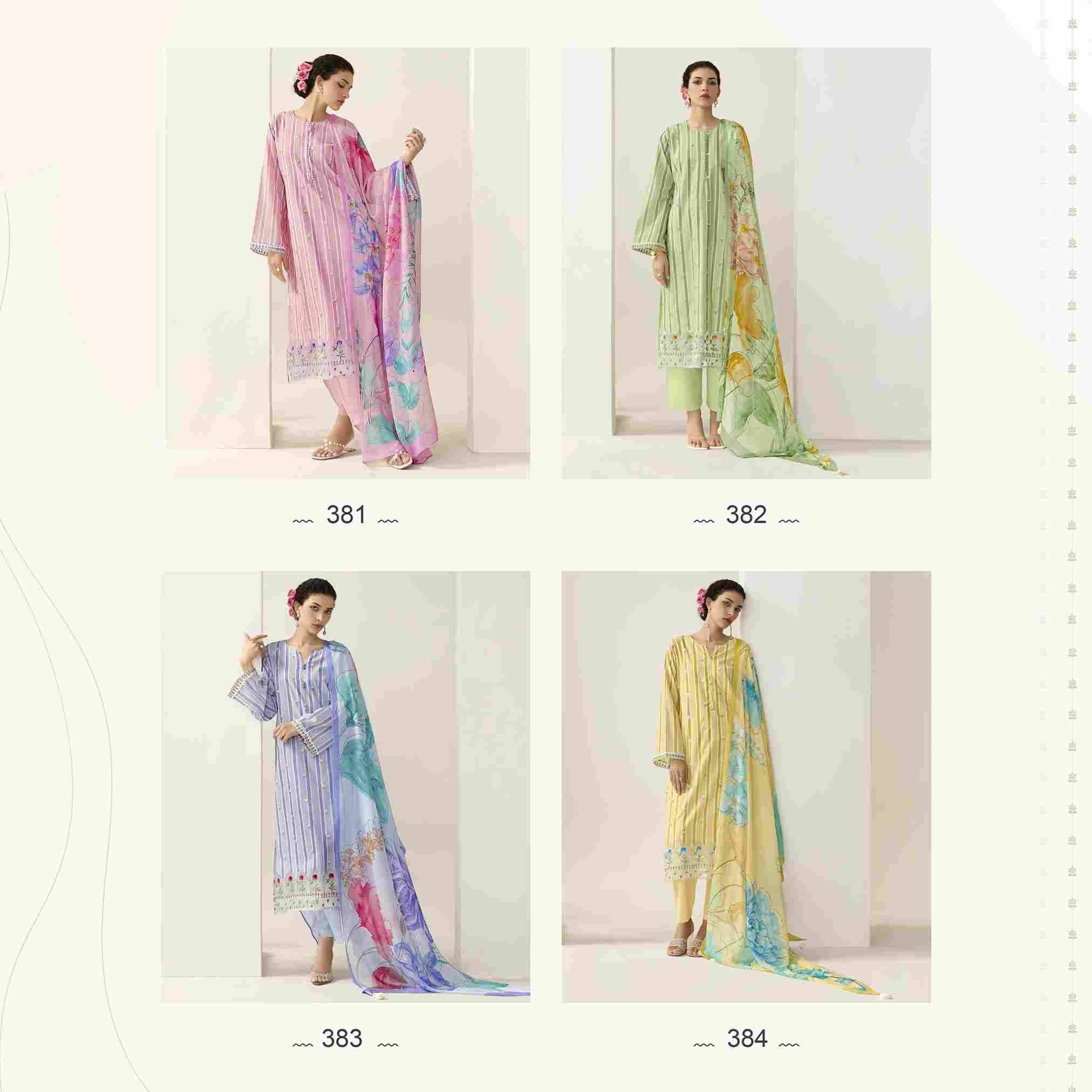 Cora By Sohni 381 To 384 Series Beautiful Suits Colorful Stylish Fancy Casual Wear & Ethnic Wear Pure Muslin Dresses At Wholesale Price