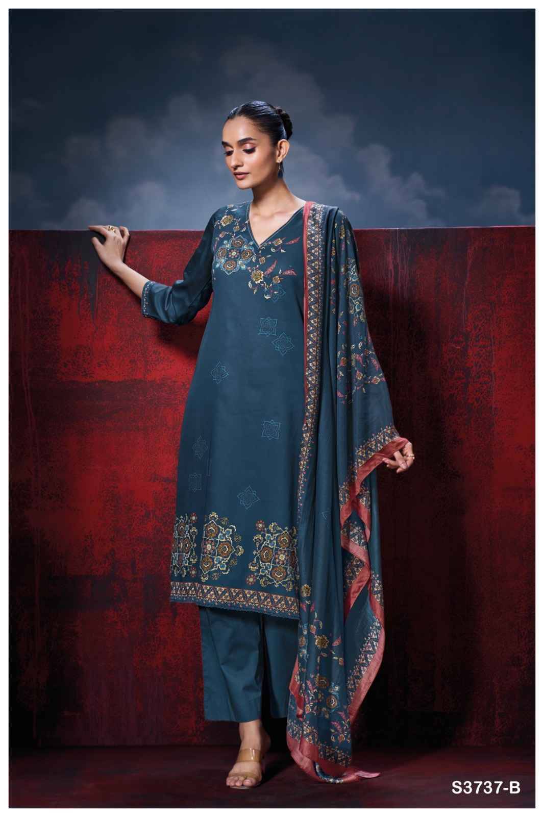 Zirelia-3737 By Ganga Fashion 3737-A To 3737-D Series Beautiful Festive Suits Colorful Stylish Fancy Casual Wear & Ethnic Wear Pure Cotton Satin Dresses At Wholesale Price