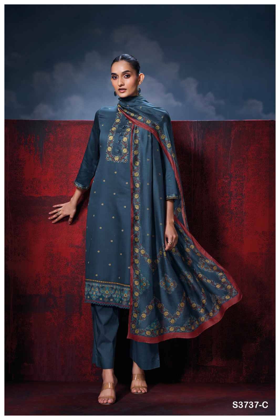 Zirelia-3737 By Ganga Fashion 3737-A To 3737-D Series Beautiful Festive Suits Colorful Stylish Fancy Casual Wear & Ethnic Wear Pure Cotton Satin Dresses At Wholesale Price