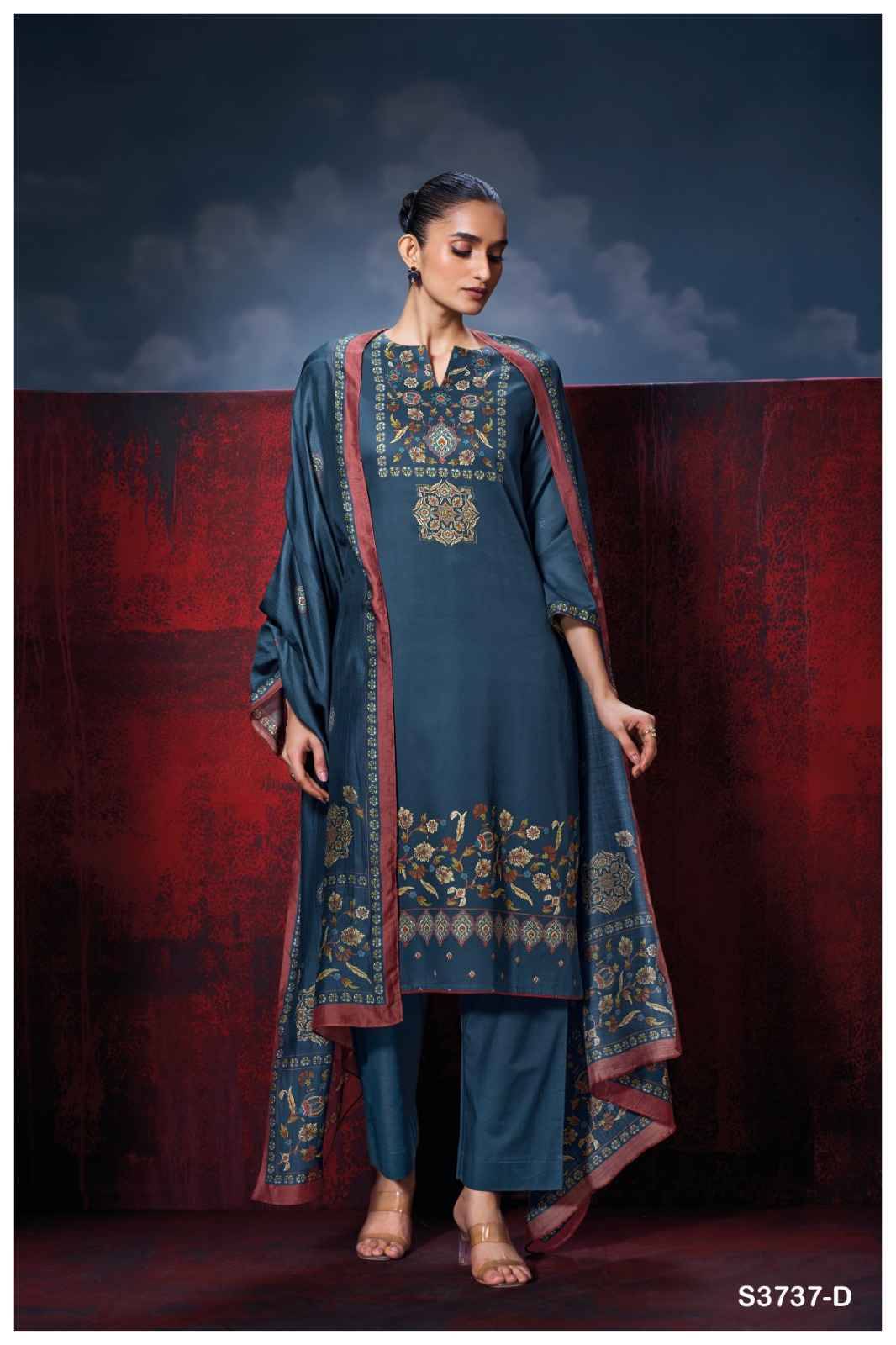 Zirelia-3737 By Ganga Fashion 3737-A To 3737-D Series Beautiful Festive Suits Colorful Stylish Fancy Casual Wear & Ethnic Wear Pure Cotton Satin Dresses At Wholesale Price