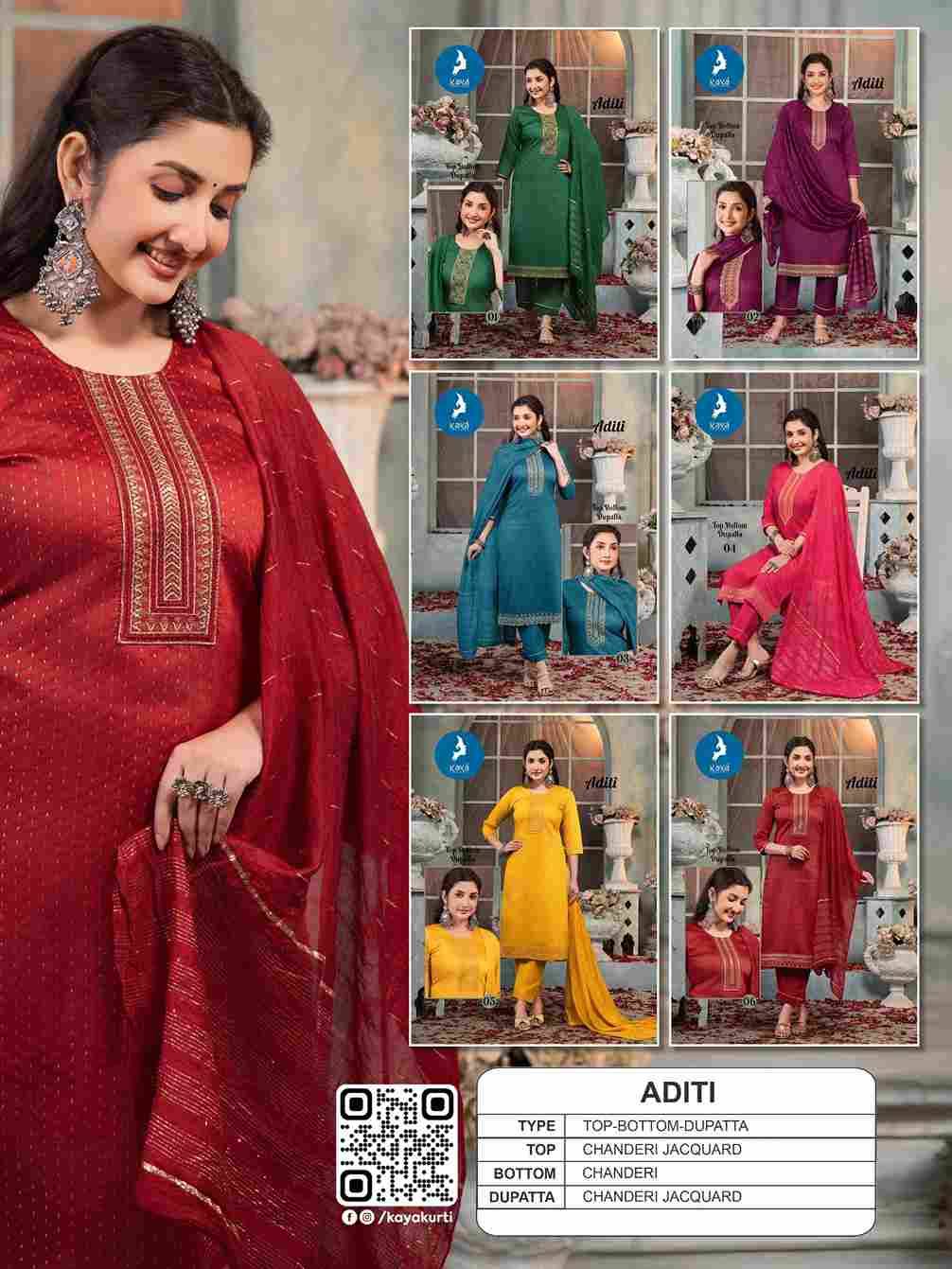 Aditi By Kaya 01 To 06 Series Beautiful Stylish Festive Suits Fancy Colorful Casual Wear & Ethnic Wear & Ready To Wear Chanderi Jacquard Dresses At Wholesale Price