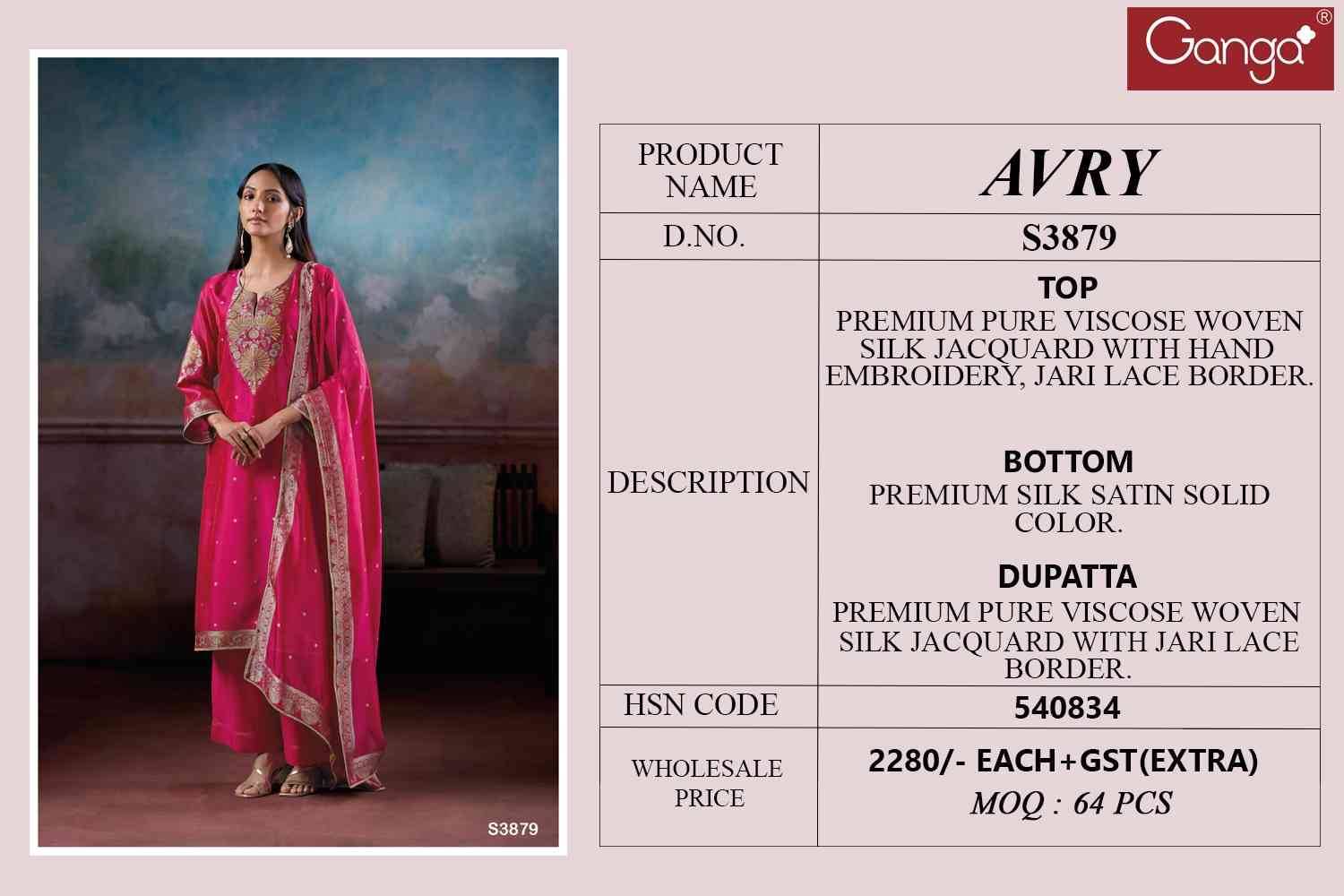 Avry-3879 By Ganga Fashion Beautiful Festive Suits Colorful Stylish Fancy Casual Wear & Ethnic Wear Pure Viscose Silk Jacquard Dresses At Wholesale Price