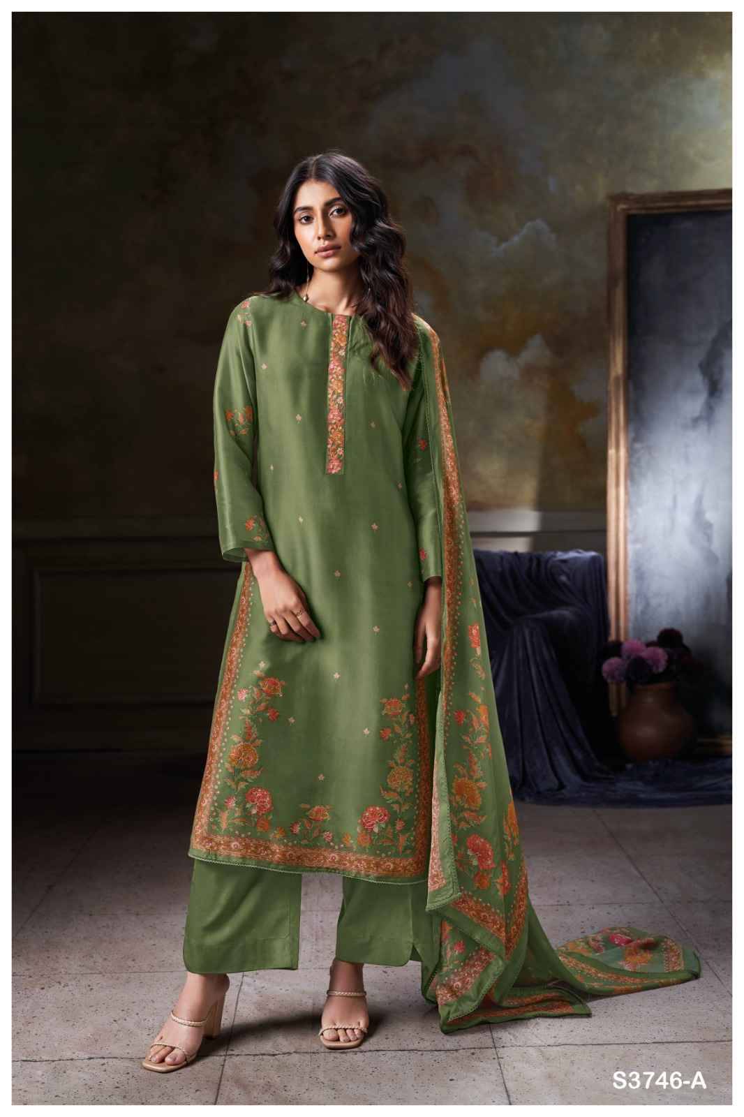 Angie-3746 By Ganga Fashion 3746-A To 3746-B Series Beautiful Festive Suits Colorful Stylish Fancy Casual Wear & Ethnic Wear Pure Bemberg Silk Dresses At Wholesale Price