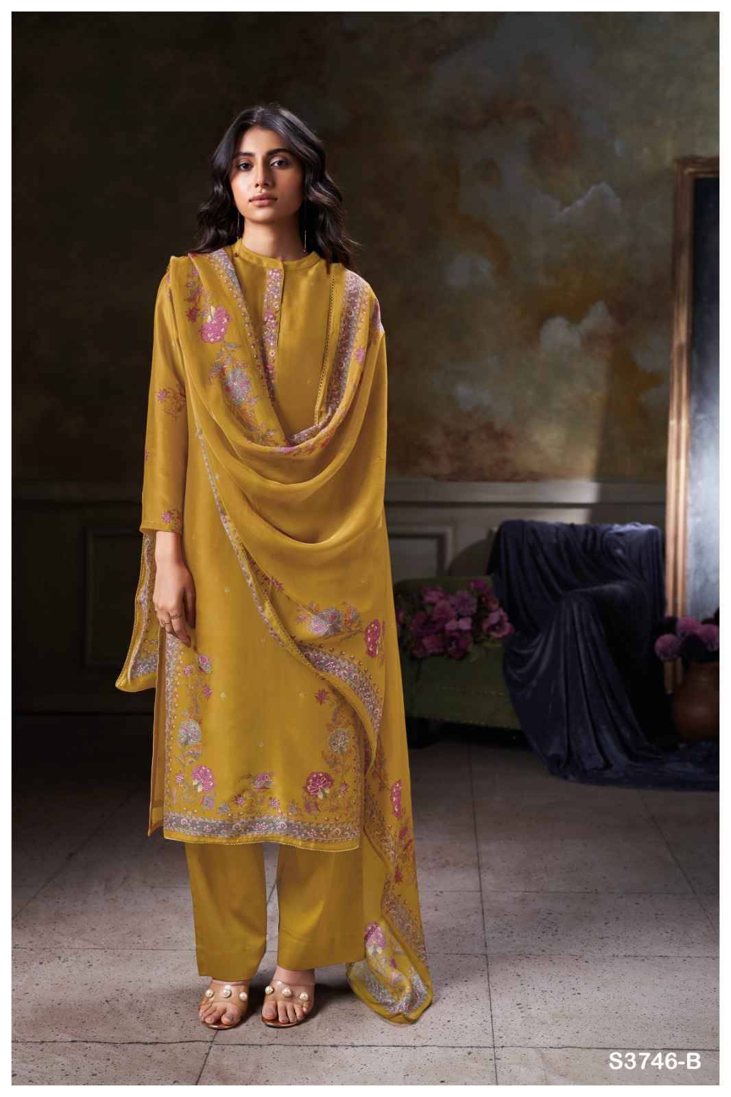 Angie-3746 By Ganga Fashion 3746-A To 3746-B Series Beautiful Festive Suits Colorful Stylish Fancy Casual Wear & Ethnic Wear Pure Bemberg Silk Dresses At Wholesale Price