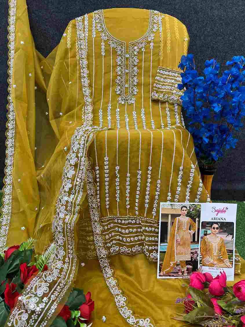 Ariana By Sajida Designer Suits 1074-A To 1074-D Series Beautiful Pakistani Suits Colorful Stylish Fancy Casual Wear & Ethnic Wear Organza Embroidered Dresses At Wholesale Price