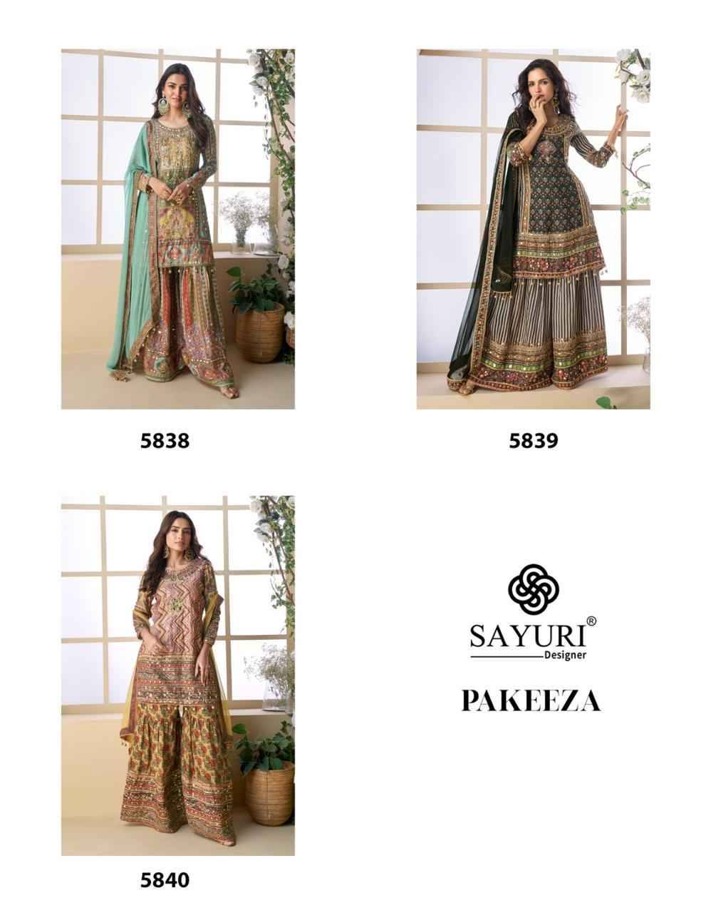 Pakeeza By Sayuri 5838 To 5840 Series Beautiful Sharara Suits Colorful Stylish Fancy Casual Wear & Ethnic Wear Viscose Silk Dresses At Wholesale Price