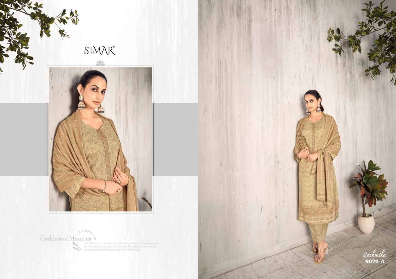 Rashmika-9070 By Simar 9070-A To 9070-D Series Designer Festive Suits Beautiful Stylish Fancy Colorful Party Wear & Occasional Wear Pure Viscose Muslin Dresses At Wholesale Price
