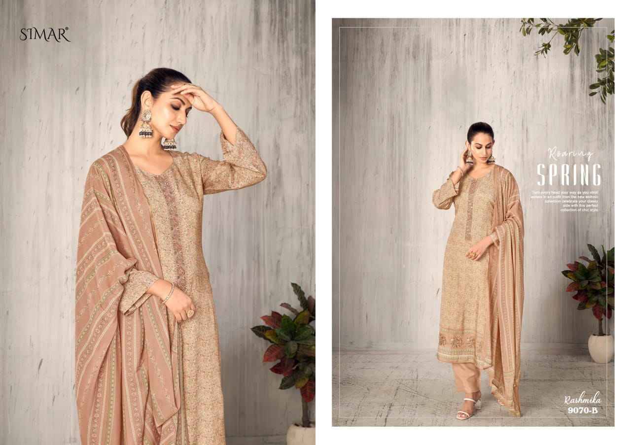 Rashmika-9070 By Simar 9070-A To 9070-D Series Designer Festive Suits Beautiful Stylish Fancy Colorful Party Wear & Occasional Wear Pure Viscose Muslin Dresses At Wholesale Price