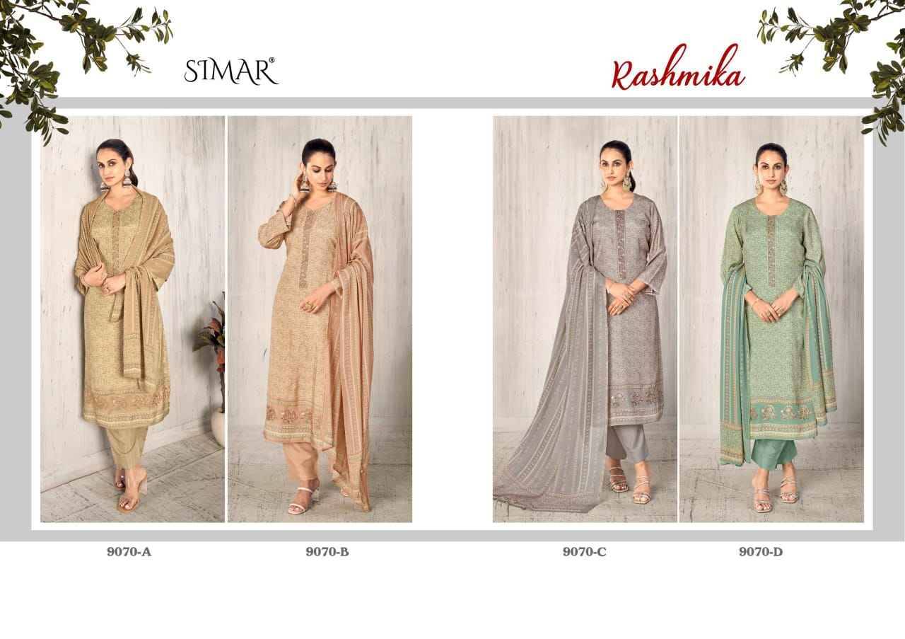 Rashmika-9070 By Simar 9070-A To 9070-D Series Designer Festive Suits Beautiful Stylish Fancy Colorful Party Wear & Occasional Wear Pure Viscose Muslin Dresses At Wholesale Price