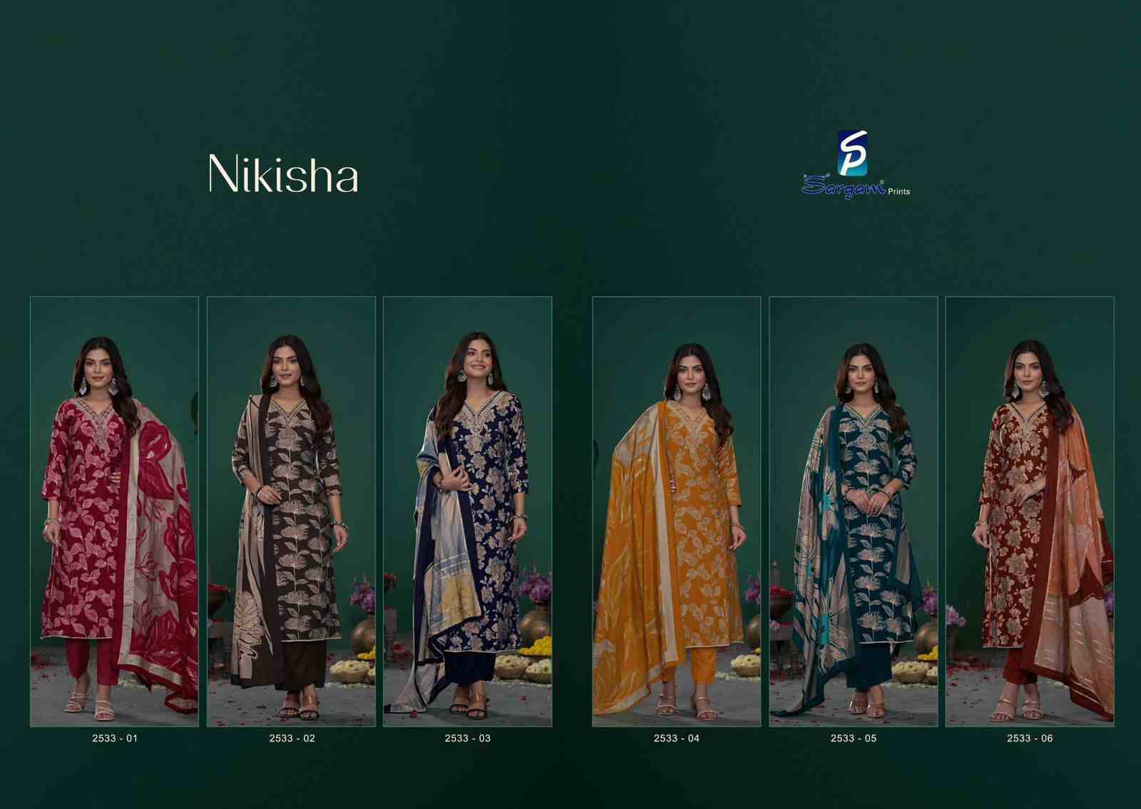 Nikisha By Sargam Prints 2533-01 To 2533-06 Series Beautiful Festive Suits Stylish Fancy Colorful Casual Wear & Ethnic Wear Viscose Modal Dresses At Wholesale Price