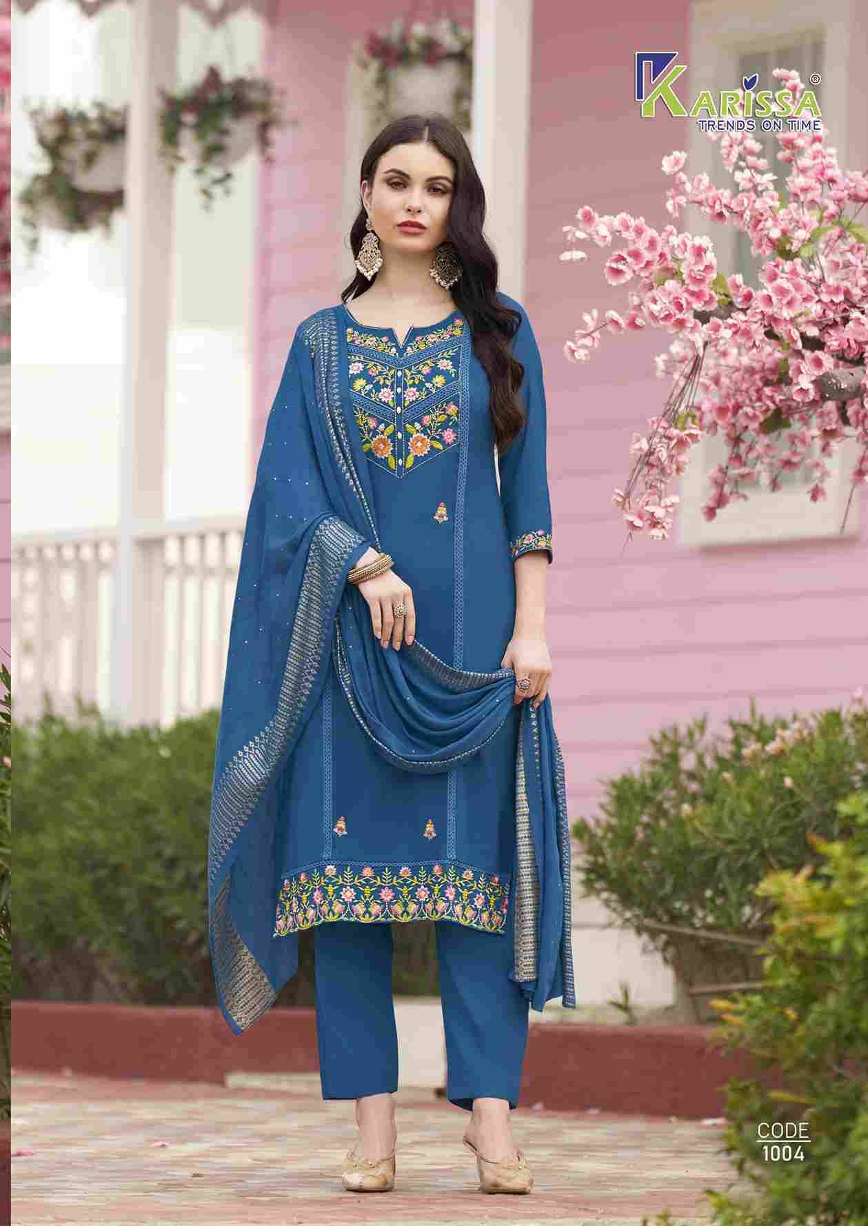 Joohi By Karissa 1001 To 1004 Series Designer Festive Suits Beautiful Fancy Stylish Colorful Party Wear & Occasional Wear Pure Viscose Embroidered Dresses At Wholesale Price