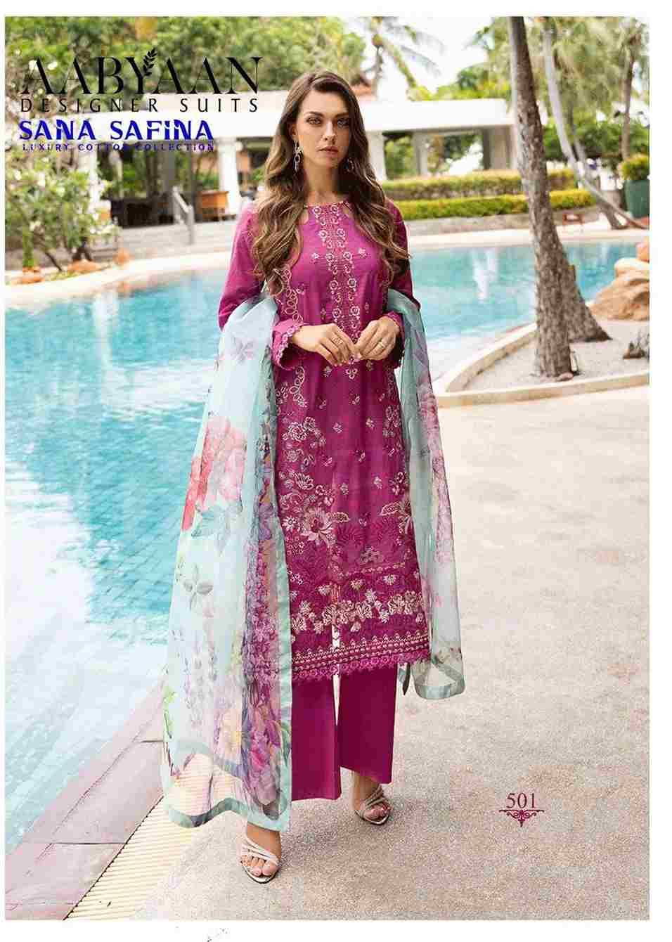 Sana Safina Vol-5 By Aabyaan 501 To 506 Series Beautiful Stylish Festive Suits Fancy Colorful Casual Wear & Ethnic Wear & Ready To Wear Pure Cotton Dresses At Wholesale Price