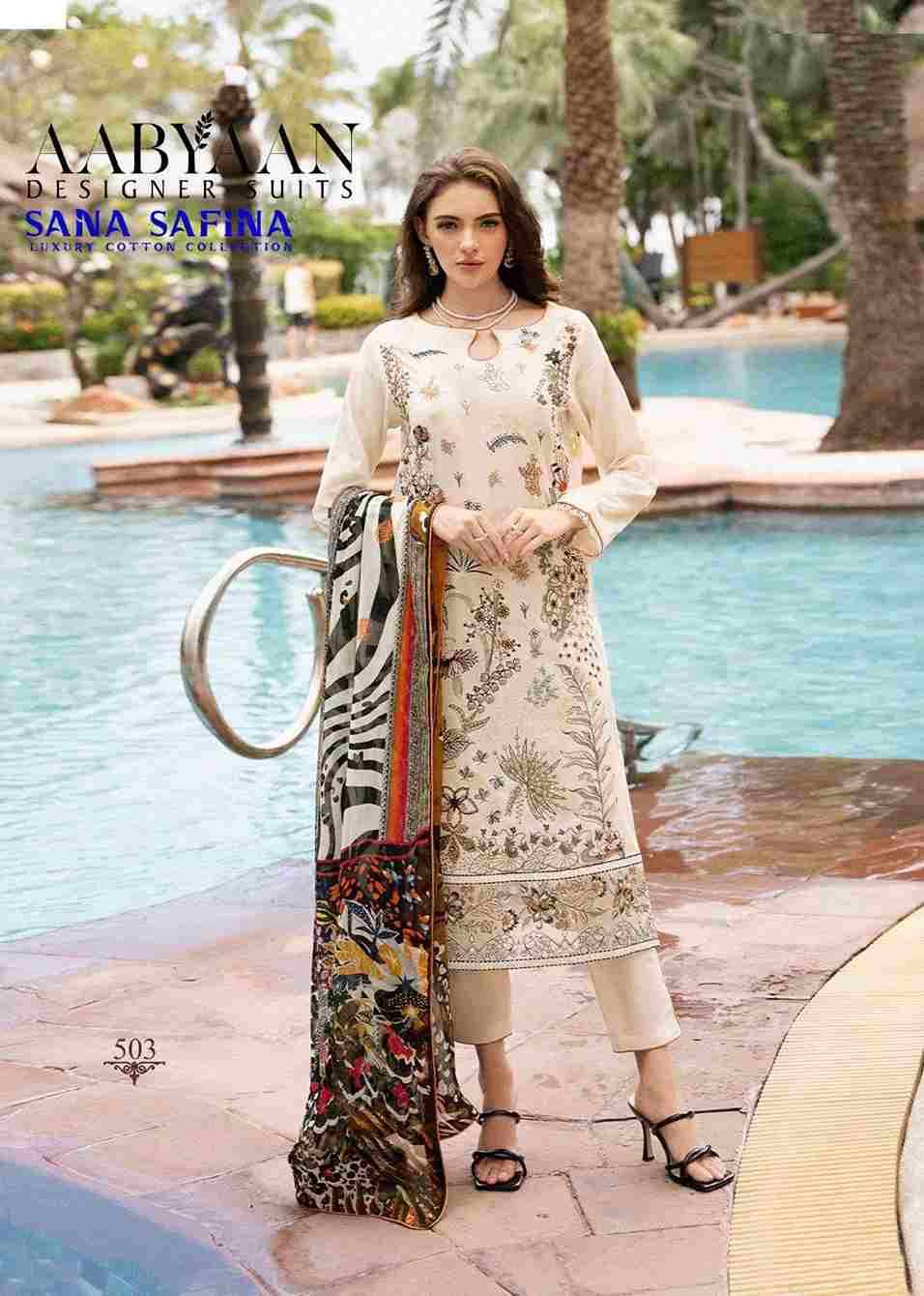 Sana Safina Vol-5 By Aabyaan 501 To 506 Series Beautiful Stylish Festive Suits Fancy Colorful Casual Wear & Ethnic Wear & Ready To Wear Pure Cotton Dresses At Wholesale Price