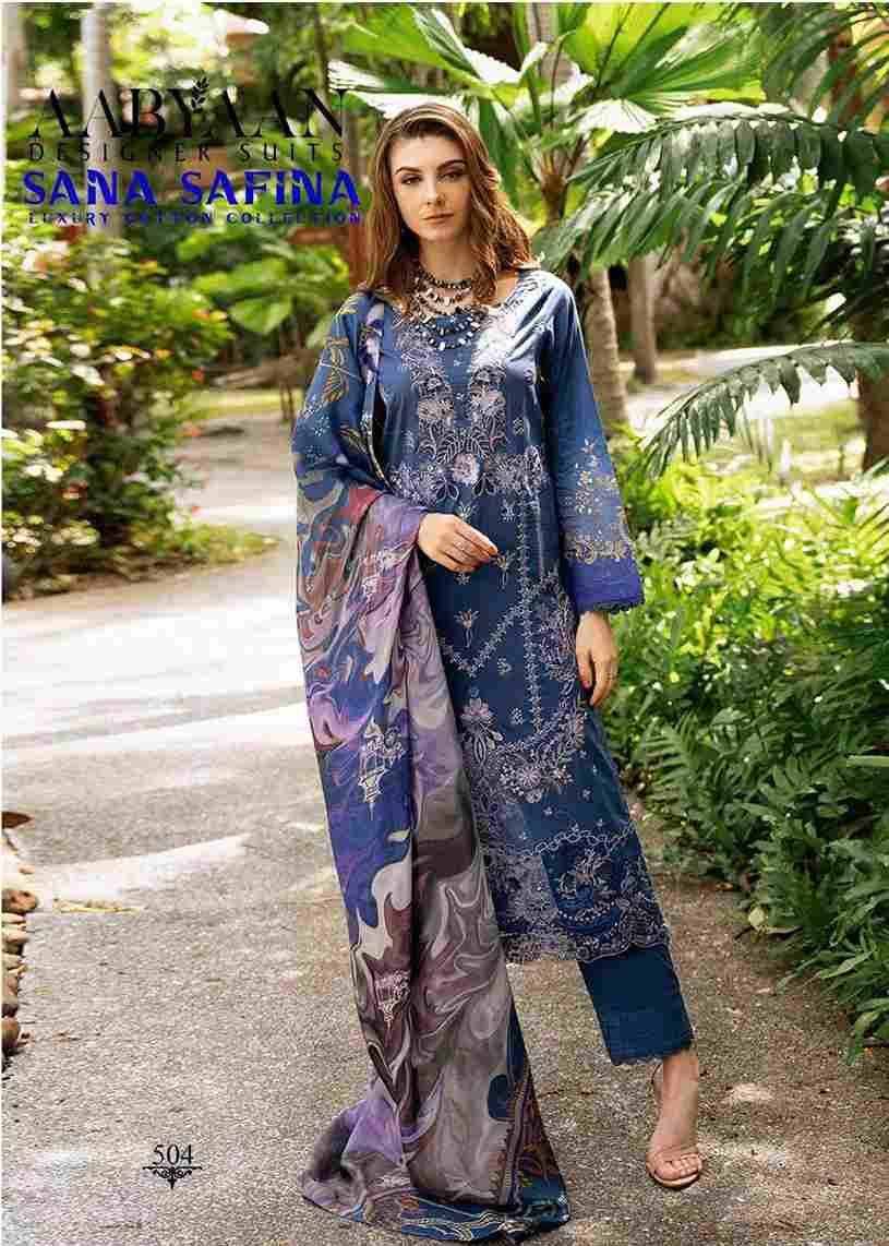 Sana Safina Vol-5 By Aabyaan 501 To 506 Series Beautiful Stylish Festive Suits Fancy Colorful Casual Wear & Ethnic Wear & Ready To Wear Pure Cotton Dresses At Wholesale Price