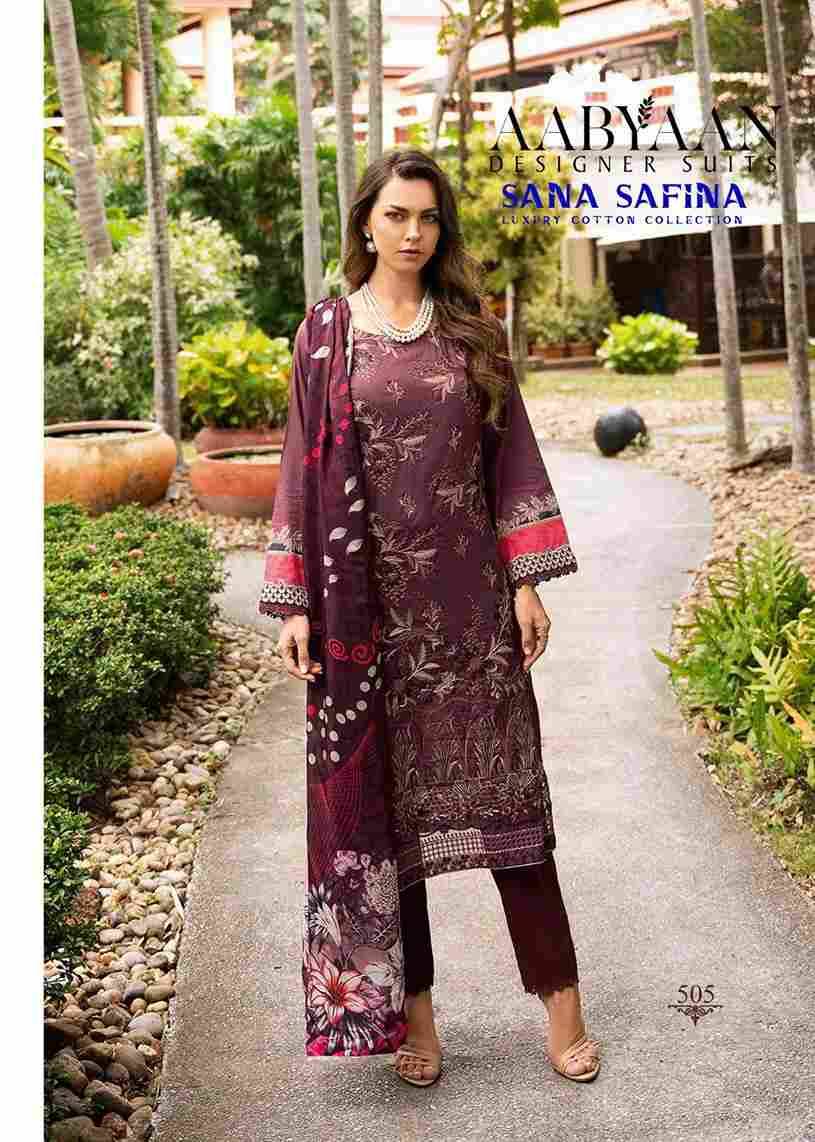 Sana Safina Vol-5 By Aabyaan 501 To 506 Series Beautiful Stylish Festive Suits Fancy Colorful Casual Wear & Ethnic Wear & Ready To Wear Pure Cotton Dresses At Wholesale Price
