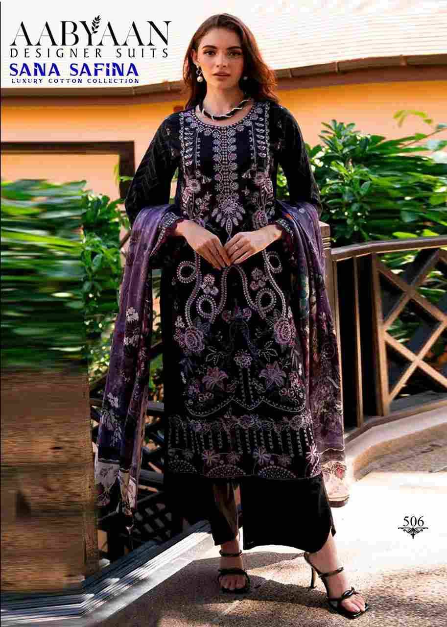 Sana Safina Vol-5 By Aabyaan 501 To 506 Series Beautiful Stylish Festive Suits Fancy Colorful Casual Wear & Ethnic Wear & Ready To Wear Pure Cotton Dresses At Wholesale Price