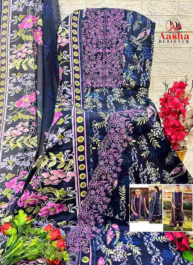 Aasha 1174 Colours By Aasha Designer 1174-A To 1174-D Series Pakistani Suits Beautiful Fancy Colorful Stylish Party Wear & Occasional Wear Pure Cotton Embroidery Dresses At Wholesale Price