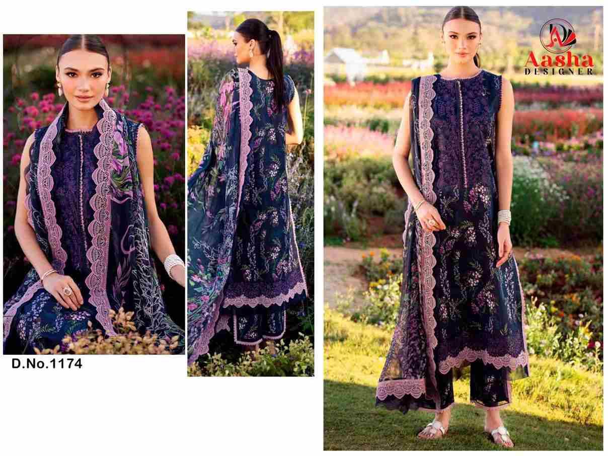 Aasha 1174 Colours By Aasha Designer 1174-A To 1174-D Series Pakistani Suits Beautiful Fancy Colorful Stylish Party Wear & Occasional Wear Pure Cotton Embroidery Dresses At Wholesale Price