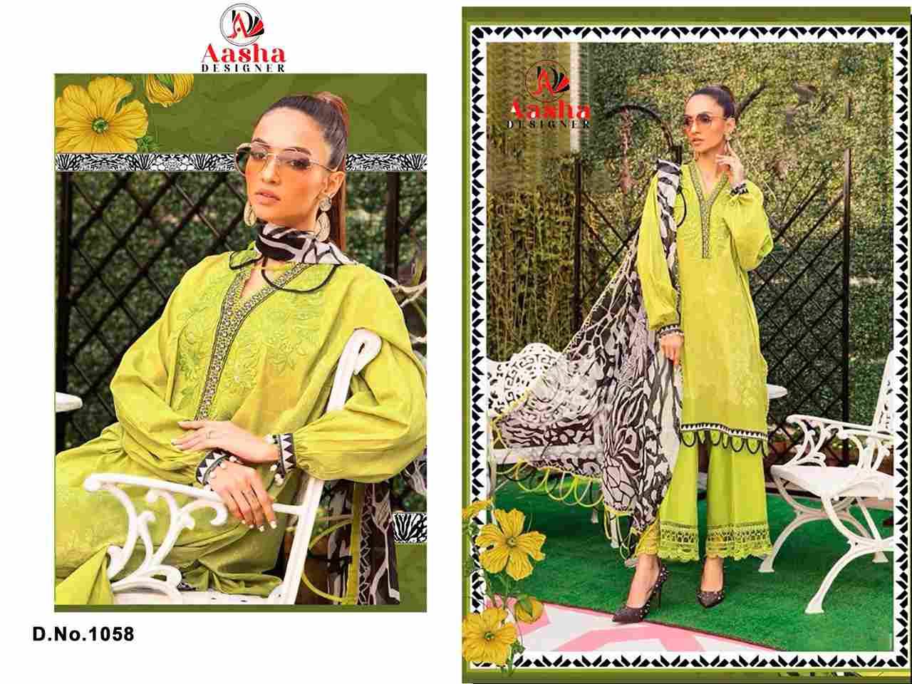 Aasha 1058 Colours By Aasha Designer 1058-A To 1058-C Series Pakistani Suits Beautiful Fancy Colorful Stylish Party Wear & Occasional Wear Pure Cotton Embroidery Dresses At Wholesale Price