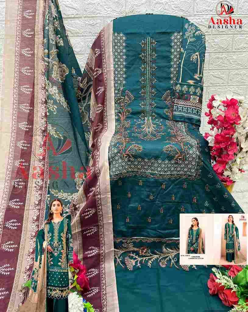 Chevron Summer Collection By Aasha Designer 1065-A To 1065-E Series Beautiful Pakistani Suits Stylish Fancy Colorful Party Wear & Occasional Wear Pure Cotton Print Dresses At Wholesale Price