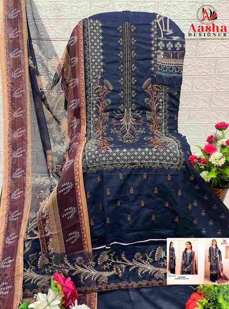 Chevron Summer Collection By Aasha Designer 1065-A To 1065-E Series Beautiful Pakistani Suits Stylish Fancy Colorful Party Wear & Occasional Wear Pure Cotton Print Dresses At Wholesale Price