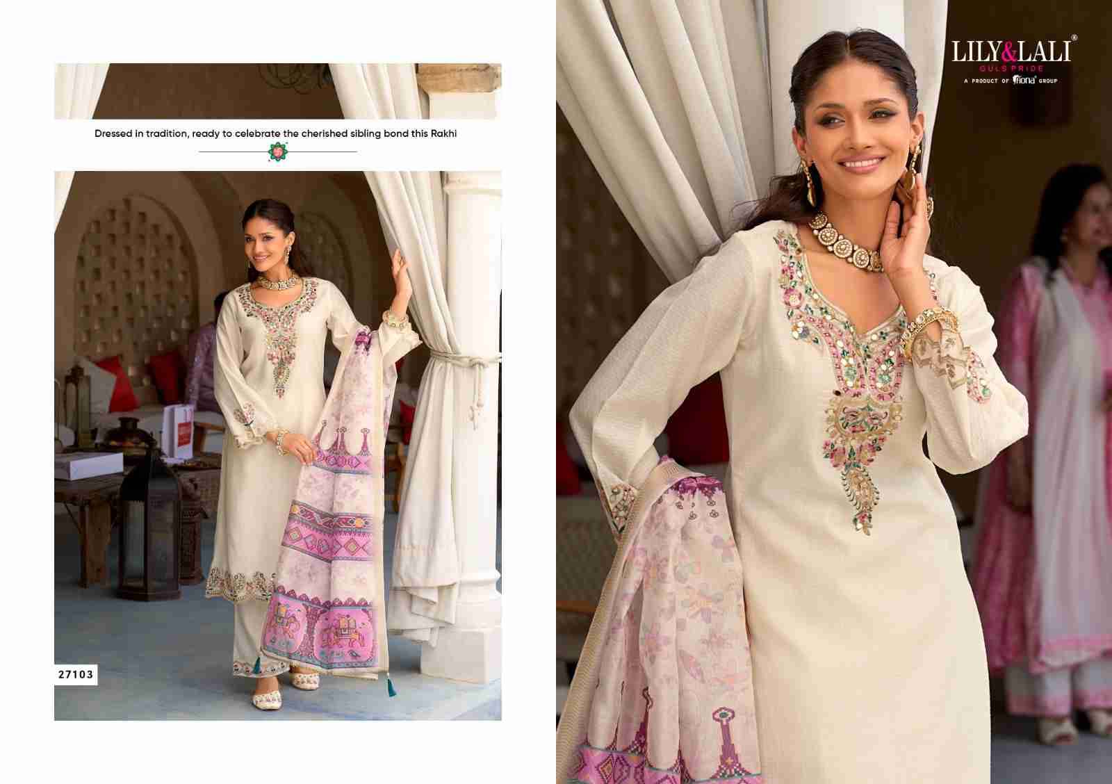Mubarak By Lily And Lali 27101 To 27104 Series Beautiful Festive Suits Colorful Stylish Fancy Casual Wear & Ethnic Wear Viscose Silk Embroidery Dresses At Wholesale Price