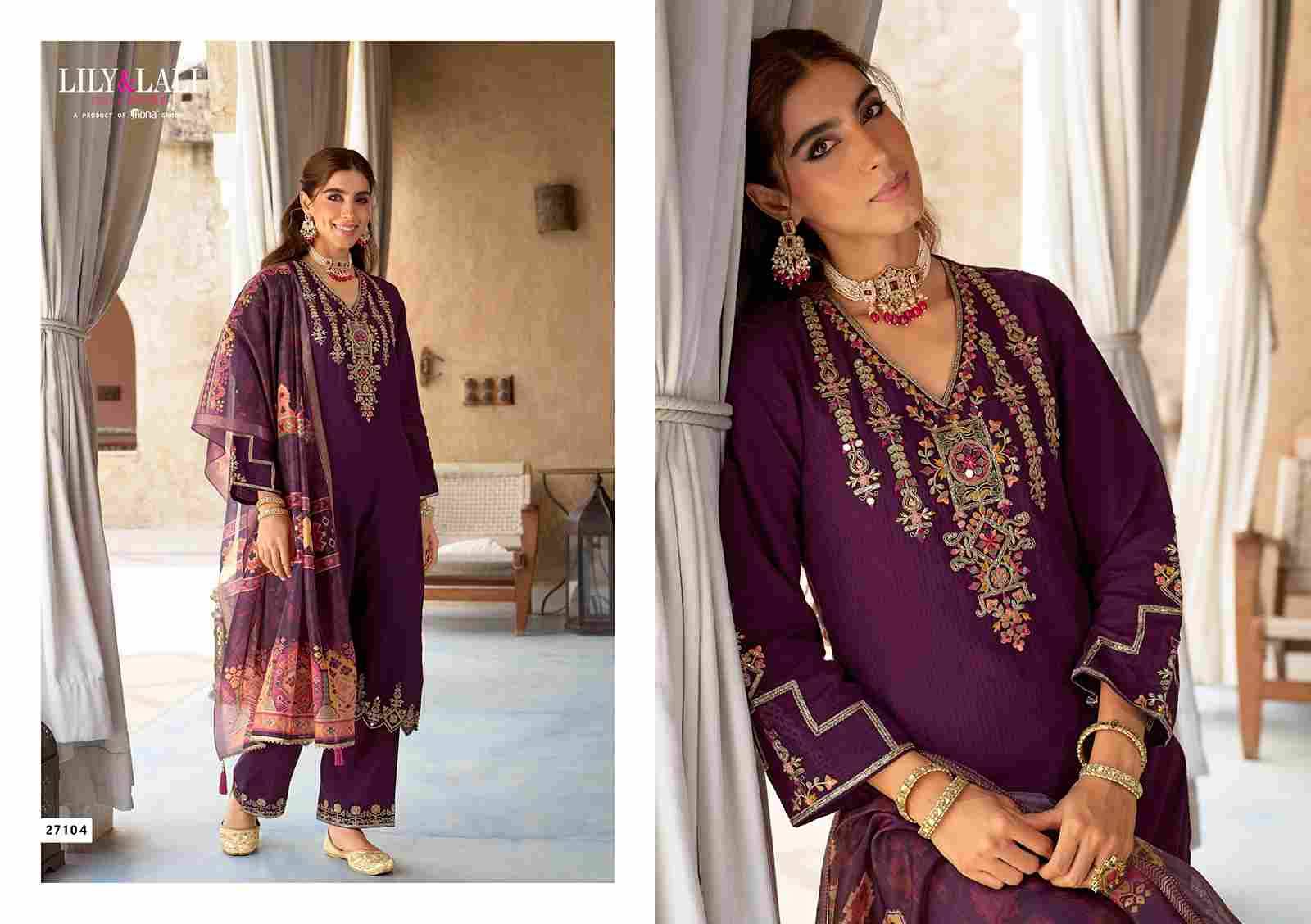 Mubarak By Lily And Lali 27101 To 27104 Series Beautiful Festive Suits Colorful Stylish Fancy Casual Wear & Ethnic Wear Viscose Silk Embroidery Dresses At Wholesale Price