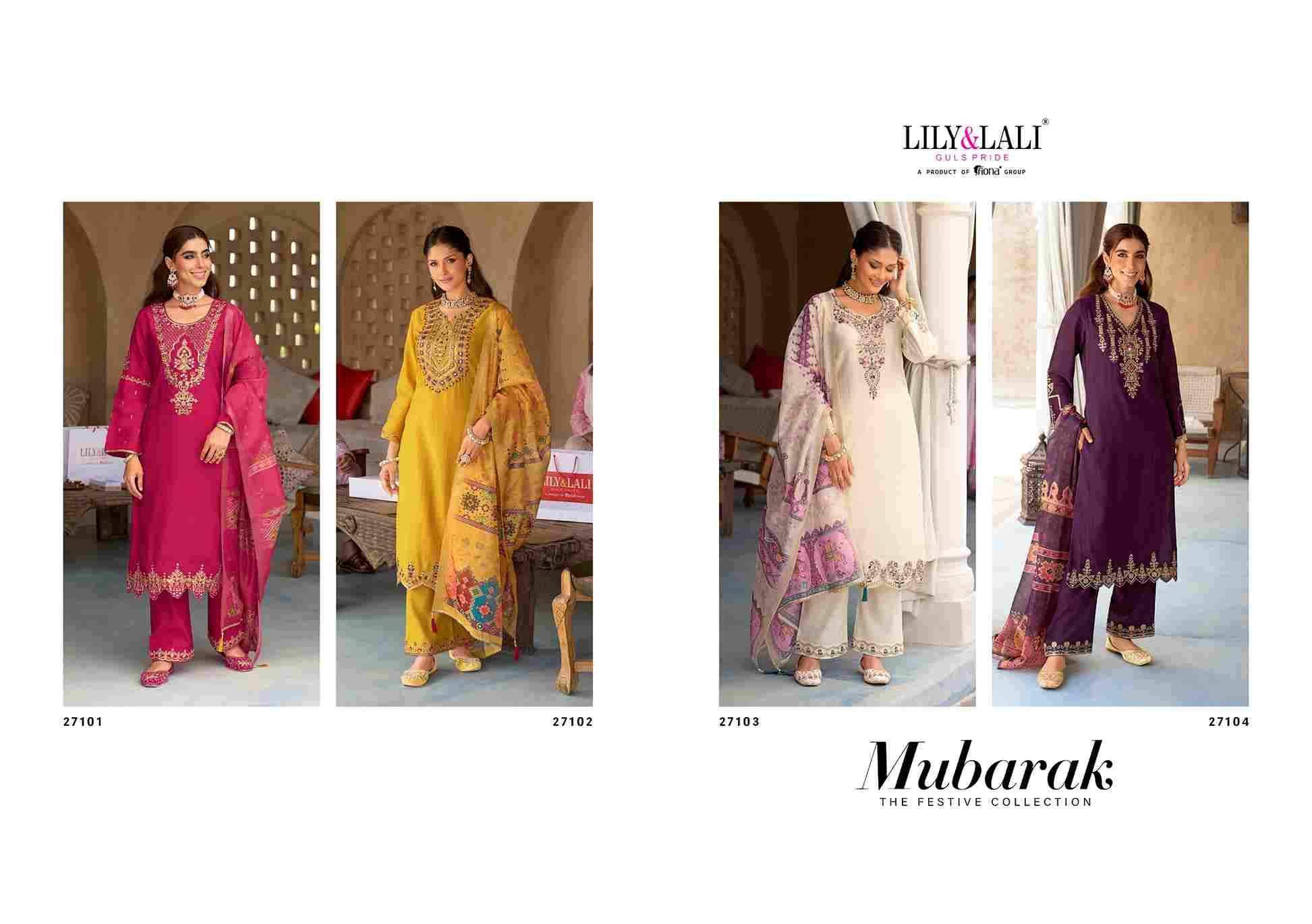 Mubarak By Lily And Lali 27101 To 27104 Series Beautiful Festive Suits Colorful Stylish Fancy Casual Wear & Ethnic Wear Viscose Silk Embroidery Dresses At Wholesale Price