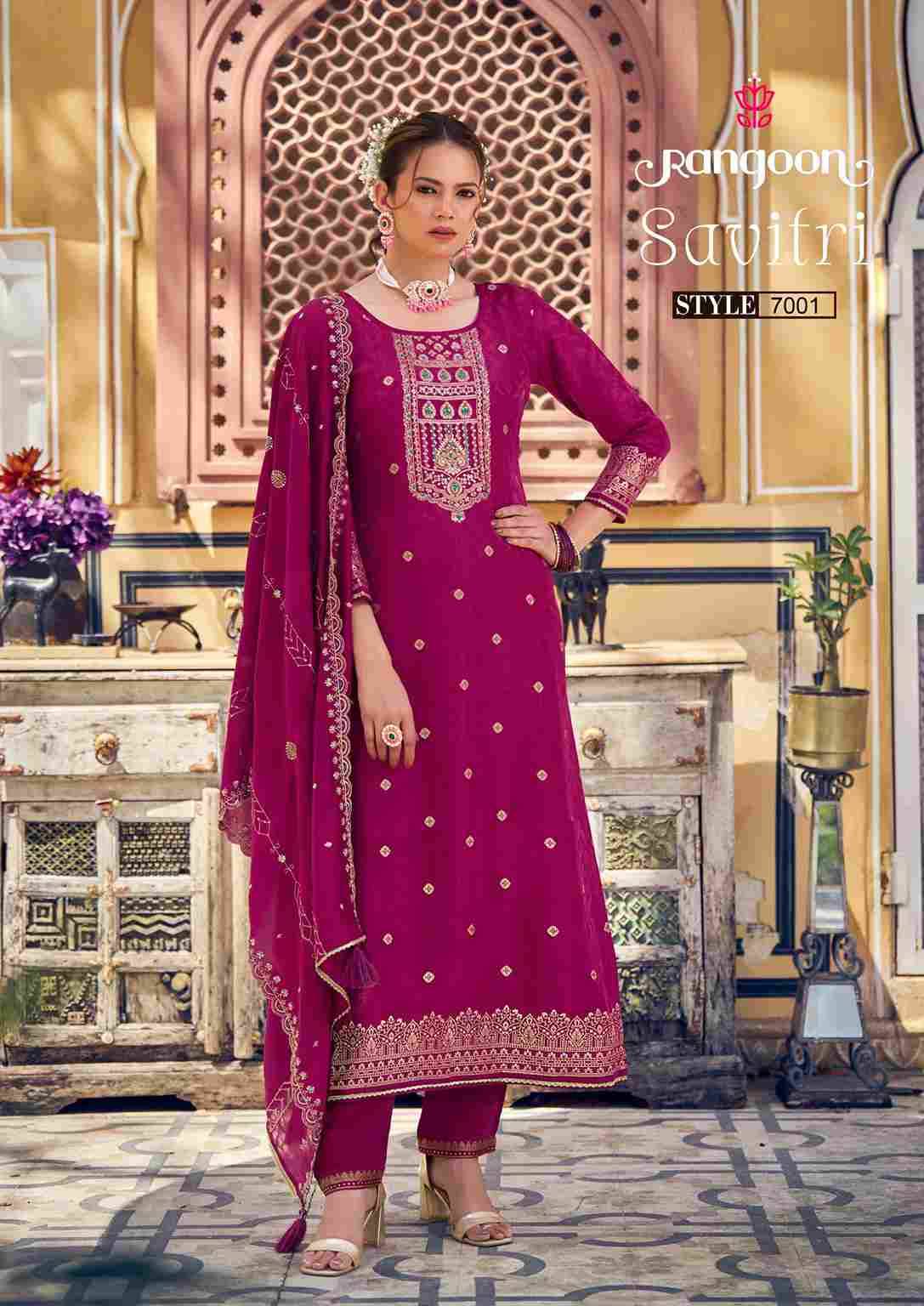 Savitri By Rangoon 7001 To 7004 Series Beautiful Festive Suits Colorful Stylish Fancy Casual Wear & Ethnic Wear Doal Jacquard Dresses At Wholesale Price