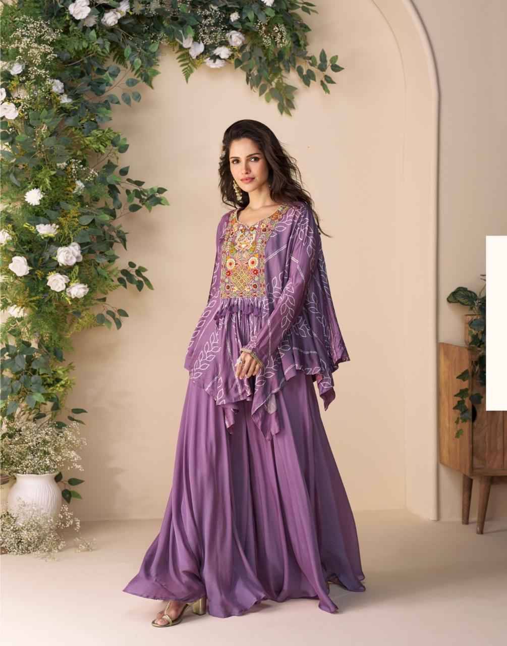 Classic By Sayuri 10054 To 10058 Series Designer Stylish Fancy Colorful Beautiful Party Wear & Ethnic Wear Collection Chinnon Silk Crop Tops With Bottom At Wholesale Price