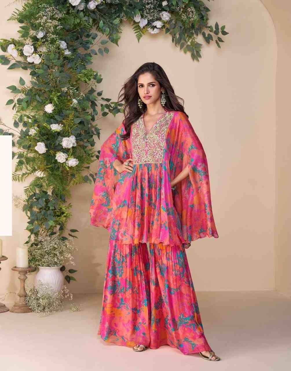 Classic By Sayuri 10054 To 10058 Series Designer Stylish Fancy Colorful Beautiful Party Wear & Ethnic Wear Collection Chinnon Silk Crop Tops With Bottom At Wholesale Price
