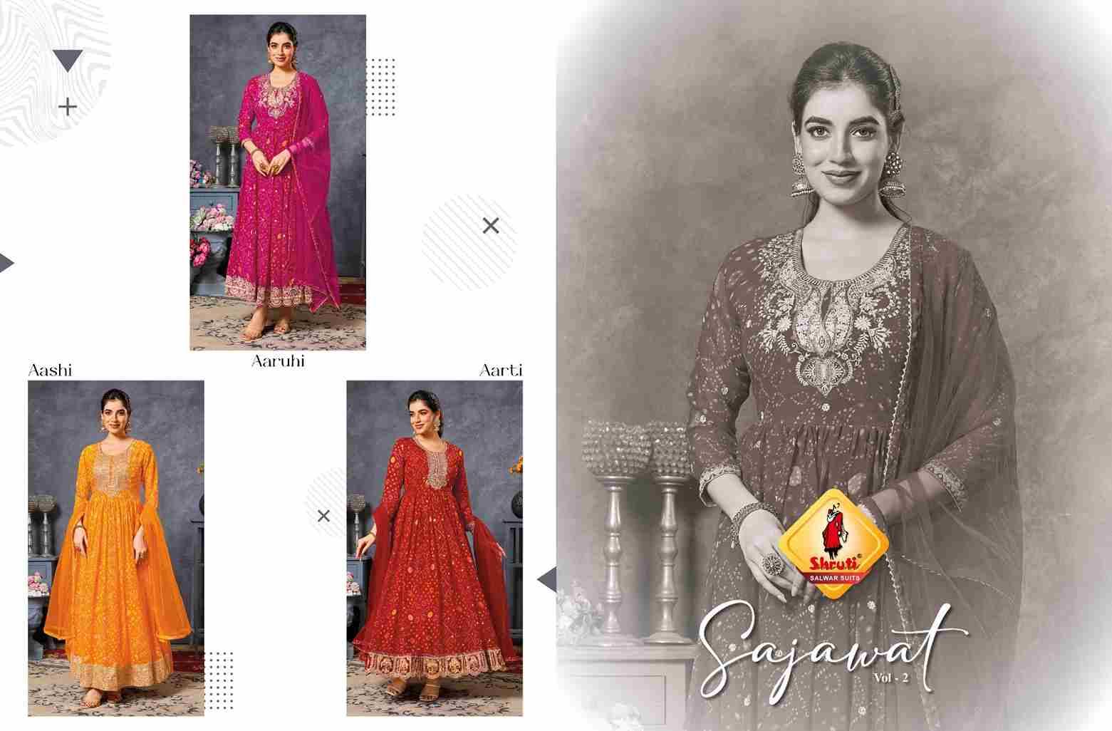Sajawat Vol-2 By Shruti 101 To 103 Series Beautiful Stylish Fancy Colorful Casual Wear & Ethnic Wear Soft Georgette Gowns With Dupatta At Wholesale Price