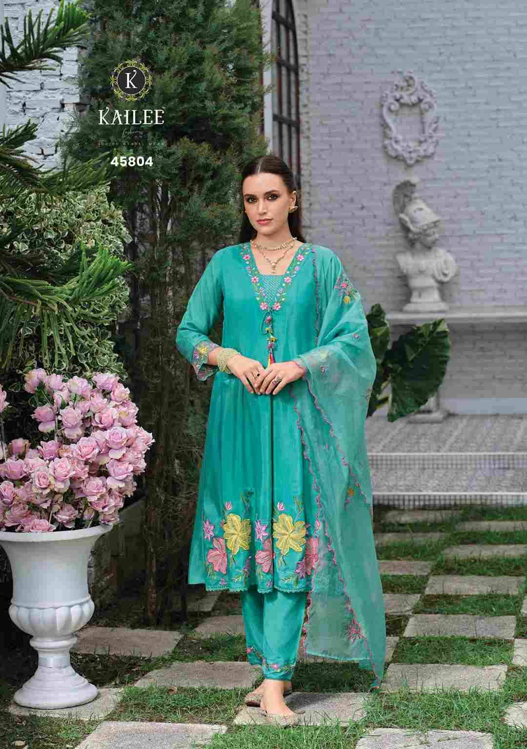 Satrangi By Kailee 45801 To 45804 Series Beautiful Festive Suits Colorful Stylish Fancy Casual Wear & Ethnic Wear Pure Viscose Chanderi Dresses At Wholesale Price