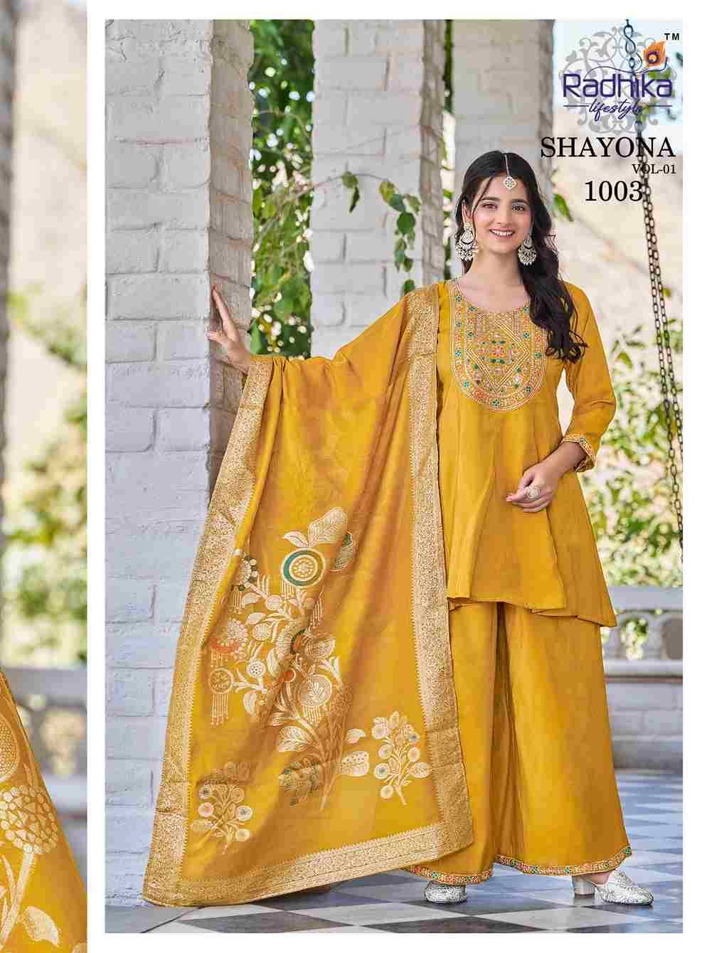 Shayona Vol-1 By Radhika Lifestyle 1001 To 1004 Series Beautiful Festive Suits Colorful Stylish Fancy Casual Wear & Ethnic Wear Simmer With Work Dresses At Wholesale Price