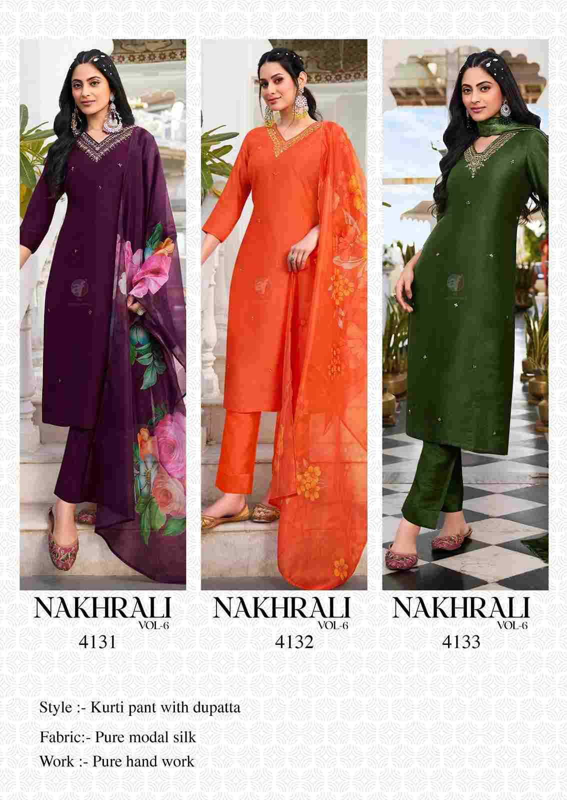 Nakhrali Vol-6 By Anju Fabrics 4131 To 4136 Series Designer Festive Suits Beautiful Stylish Fancy Colorful Party Wear & Occasional Wear Modal Silk Dresses At Wholesale Price