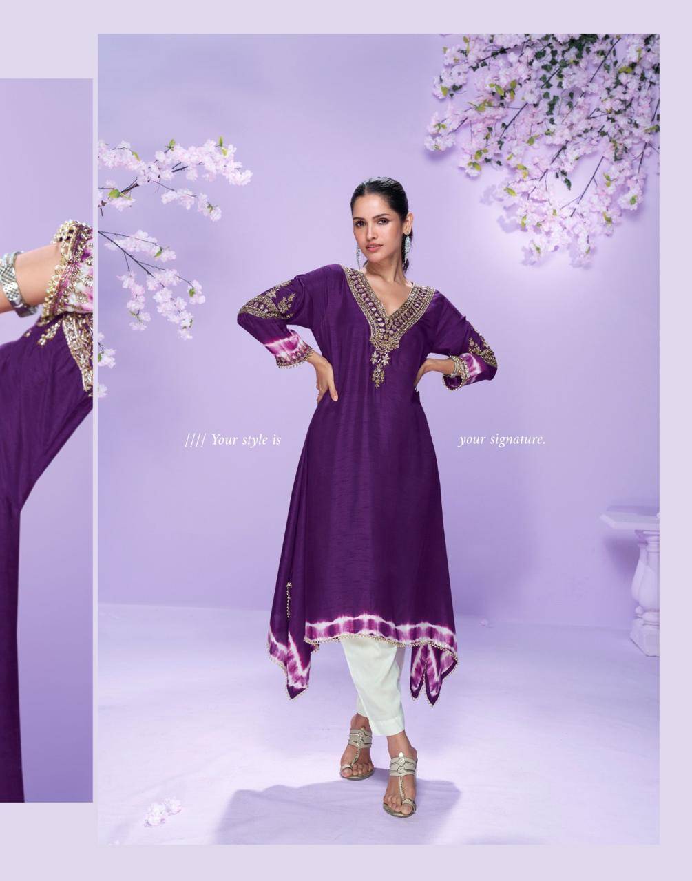 Chahat By Sayuri 5841 To 5844 Series Beautiful Stylish Fancy Colorful Casual Wear & Ethnic Wear Heavy Silk Kurtis At Wholesale Price